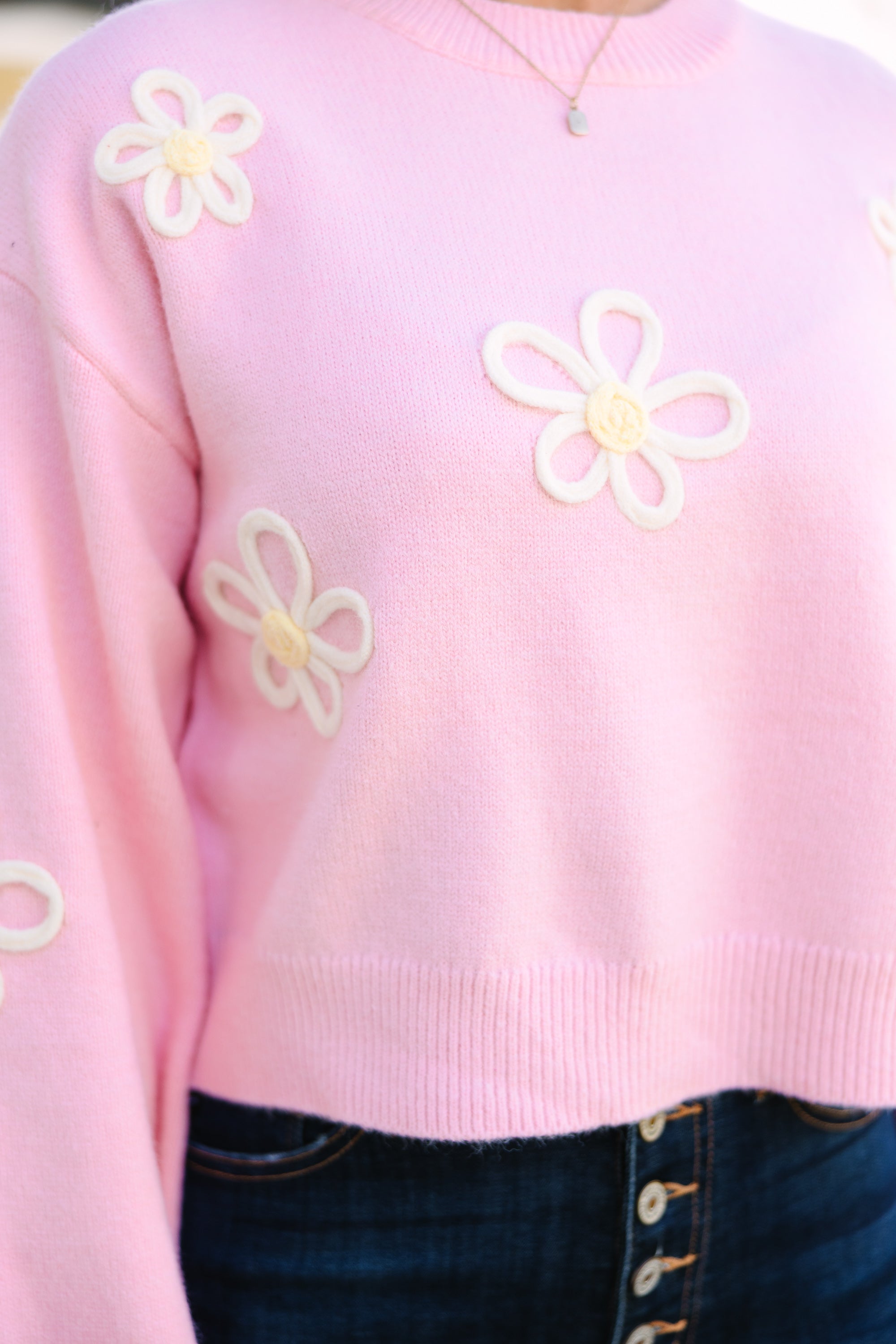 Gorgeous Femme Light Pink Floral Sweater - A Must - Have!