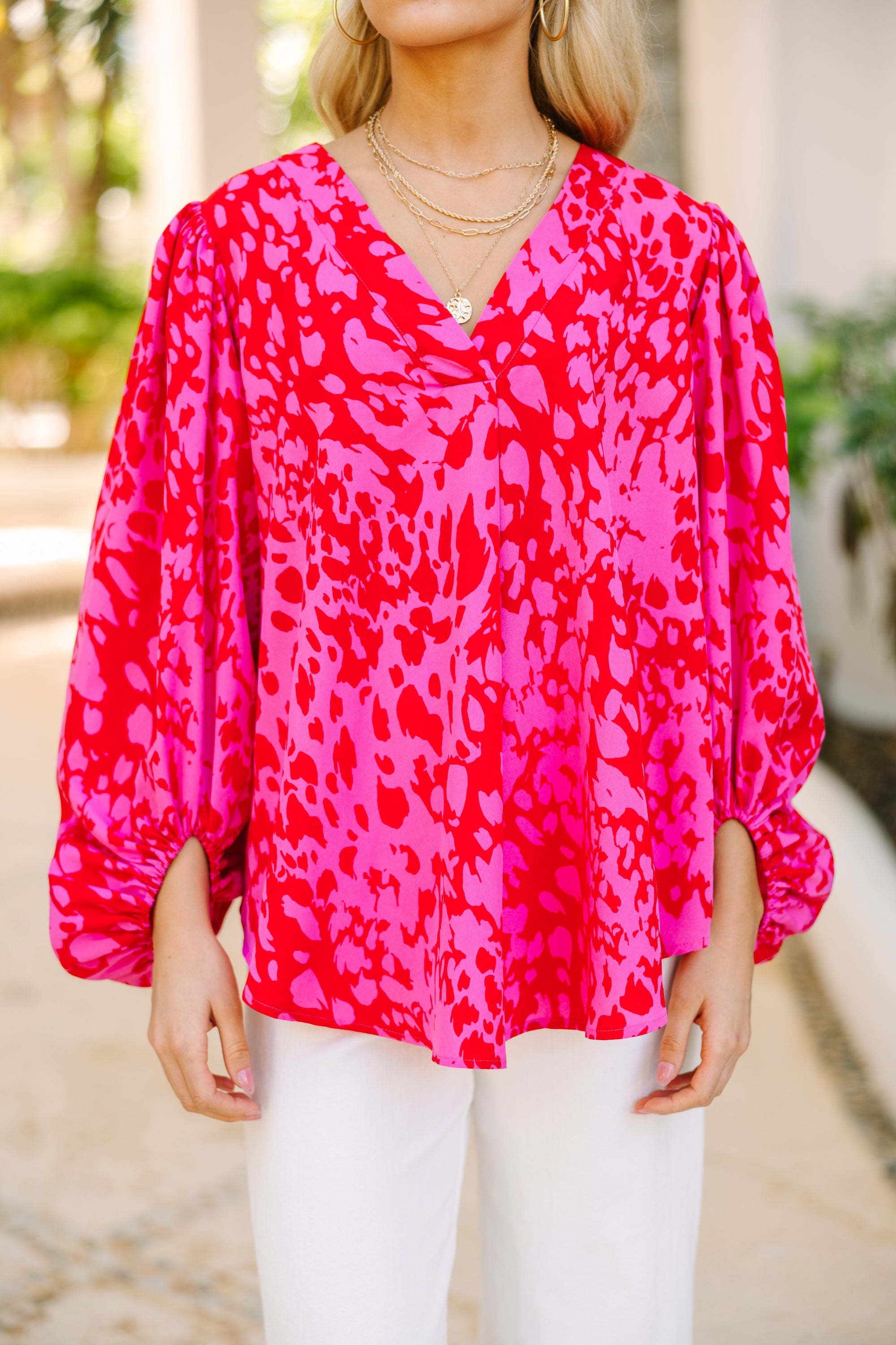 Feeling Fabulous Fuchsia Pink Leopard Blouse