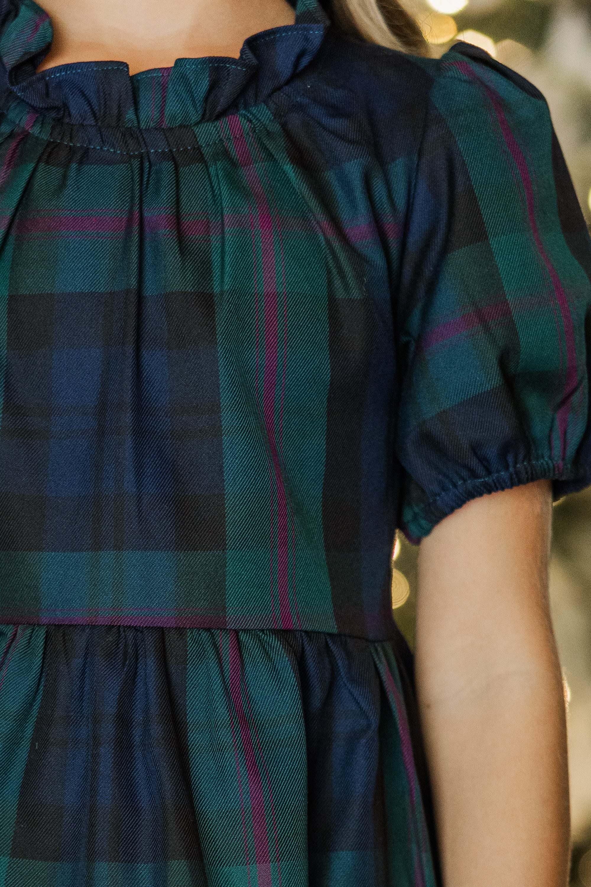 Addison's Enchanting Navy Blue Plaid Dress for Girls