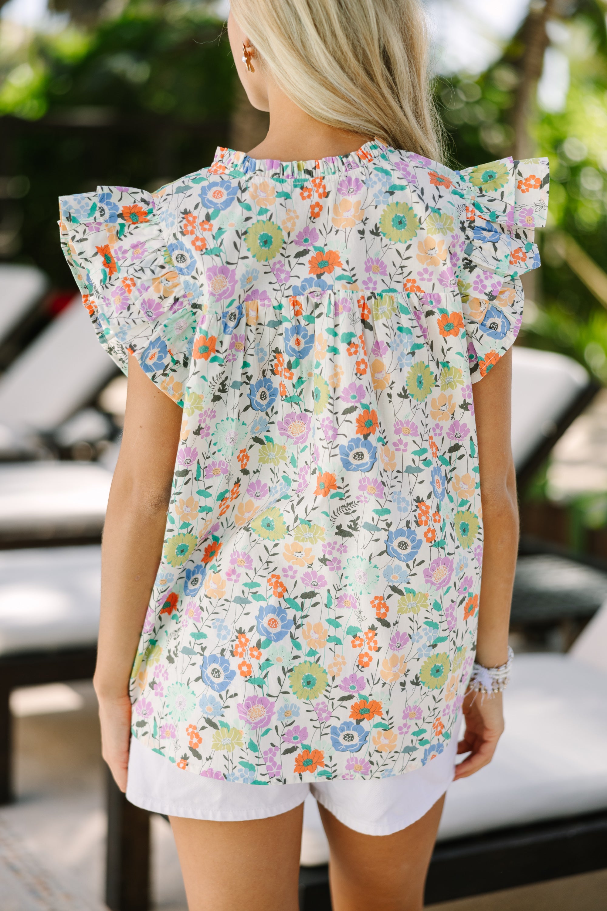 Gorgeous Always Ready Cream White Floral Blouse