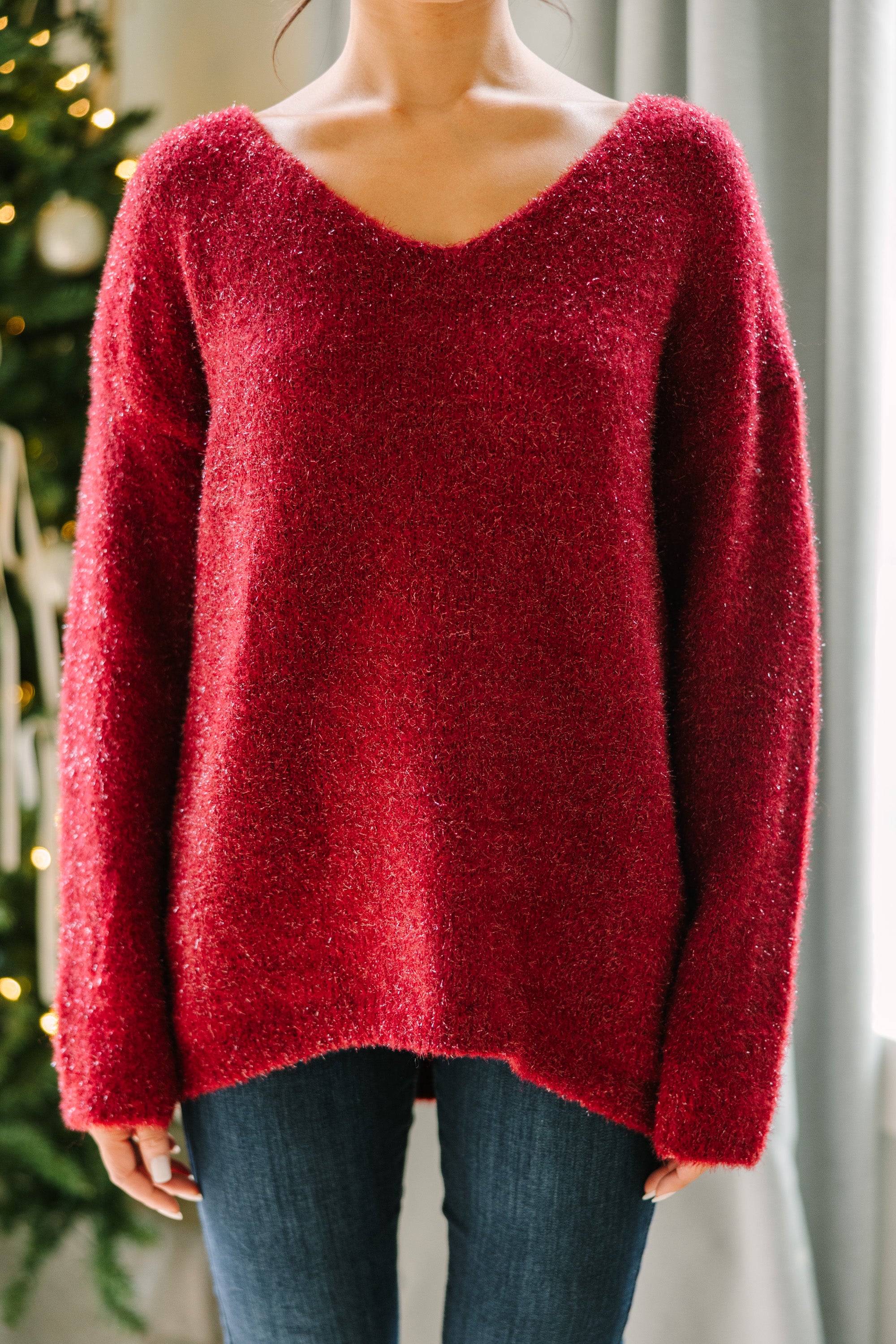 Irresistible Burgundy Red Drop Shoulder Sweater - Beat You To It