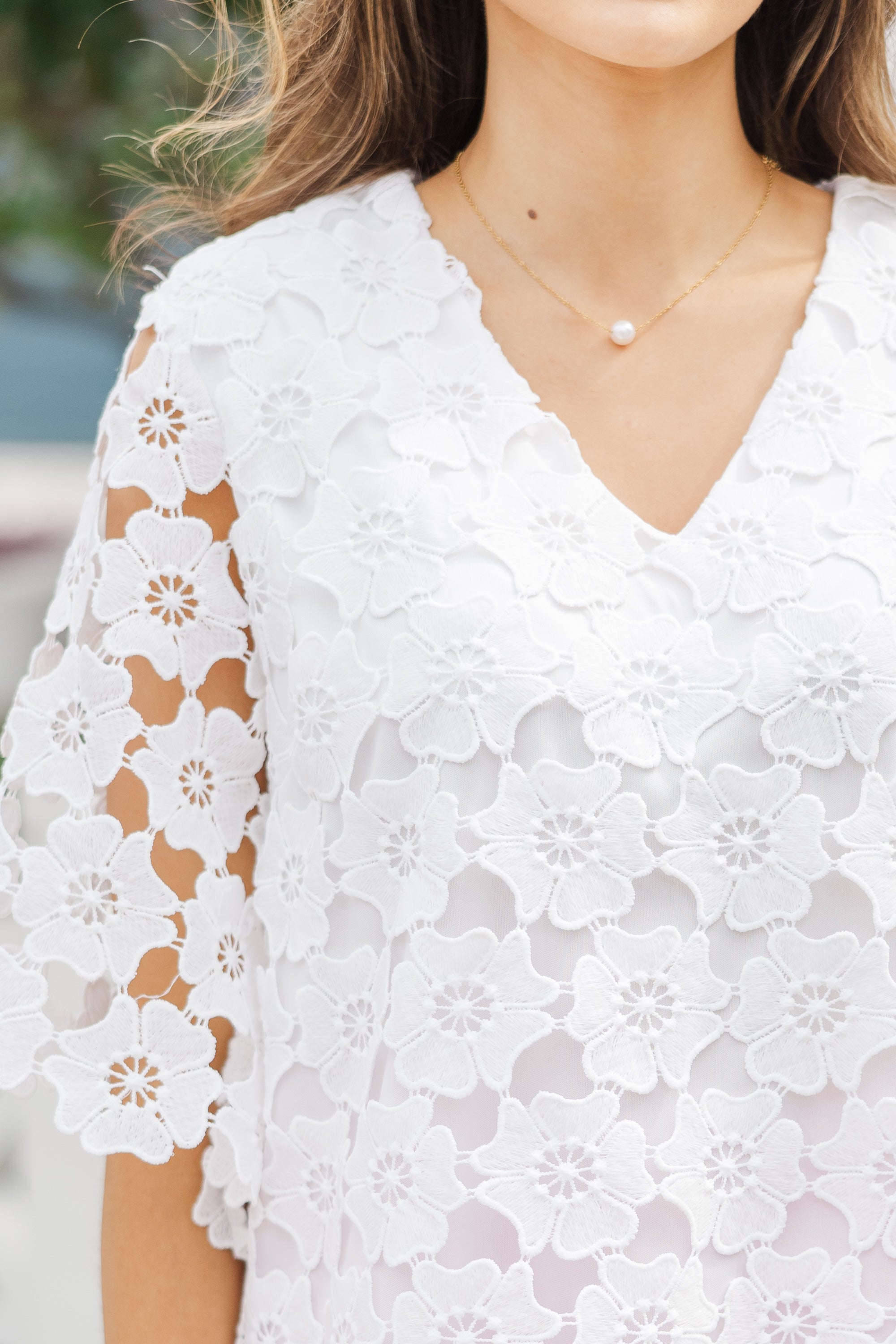Stunning Daily Reminder White Floral Crochet Blouse
