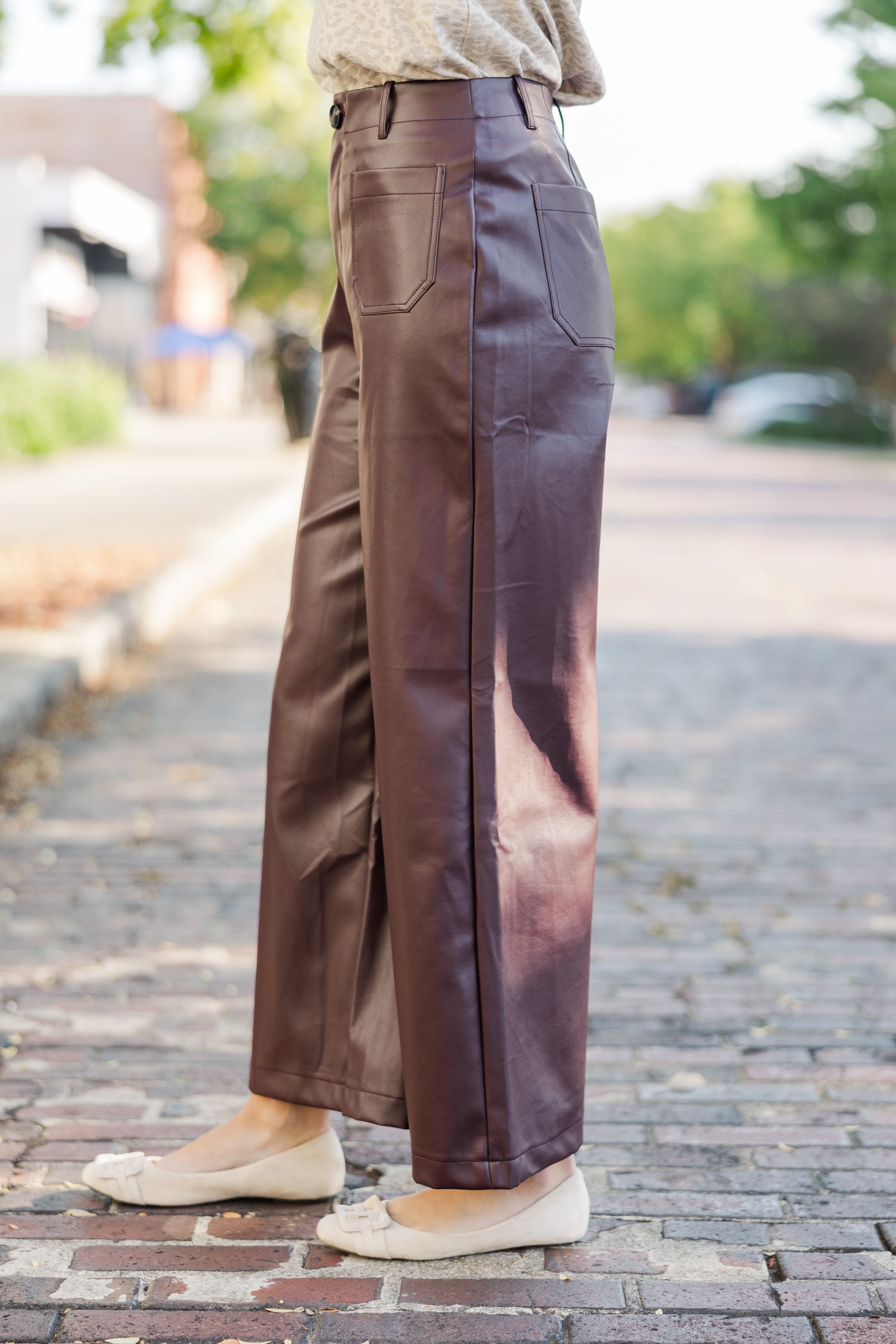 Chic Chocolate Brown Faux Leather Focus Boosting Pants