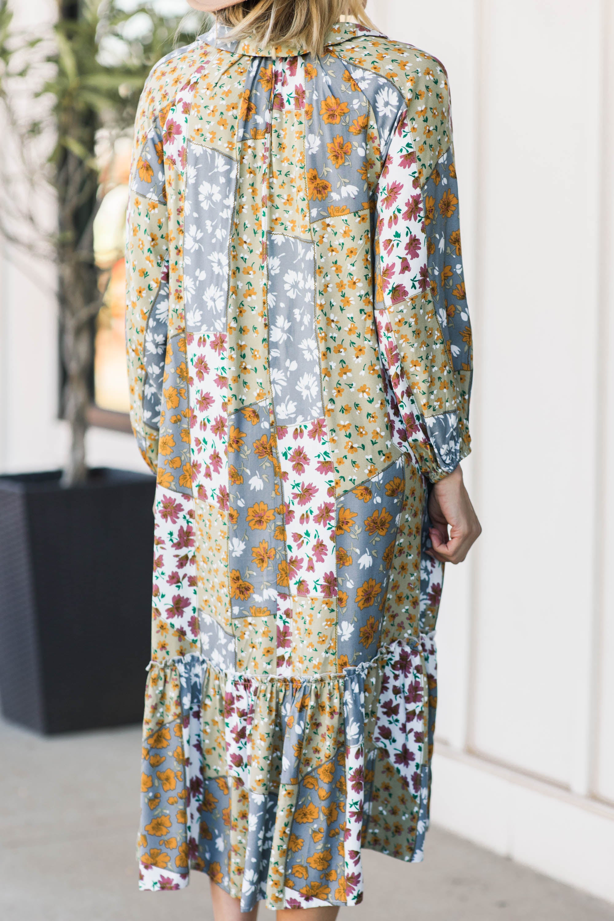 Gorgeous Gray Mixed Floral Midi Dress - The Ultimate Choice