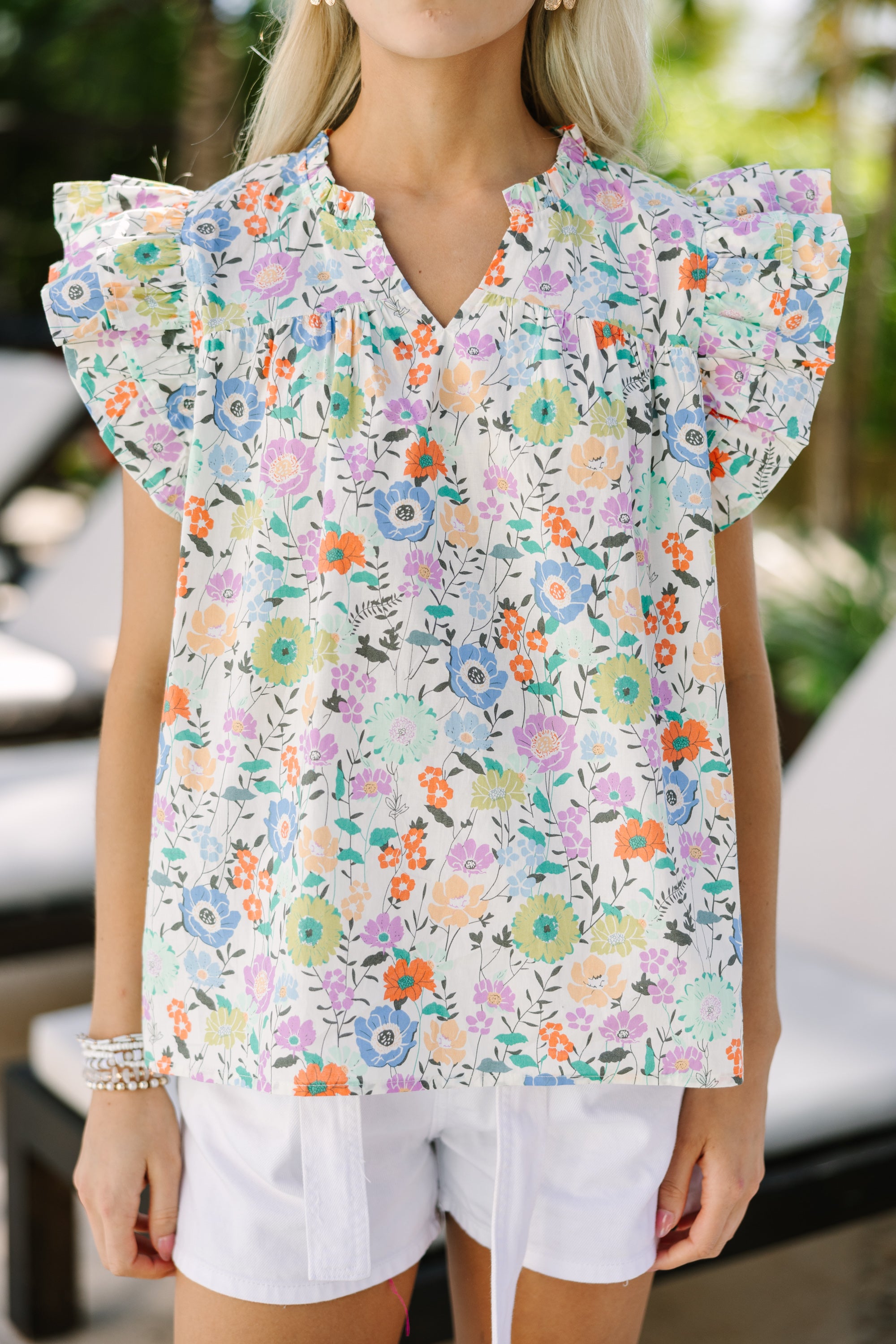 Gorgeous Always Ready Cream White Floral Blouse