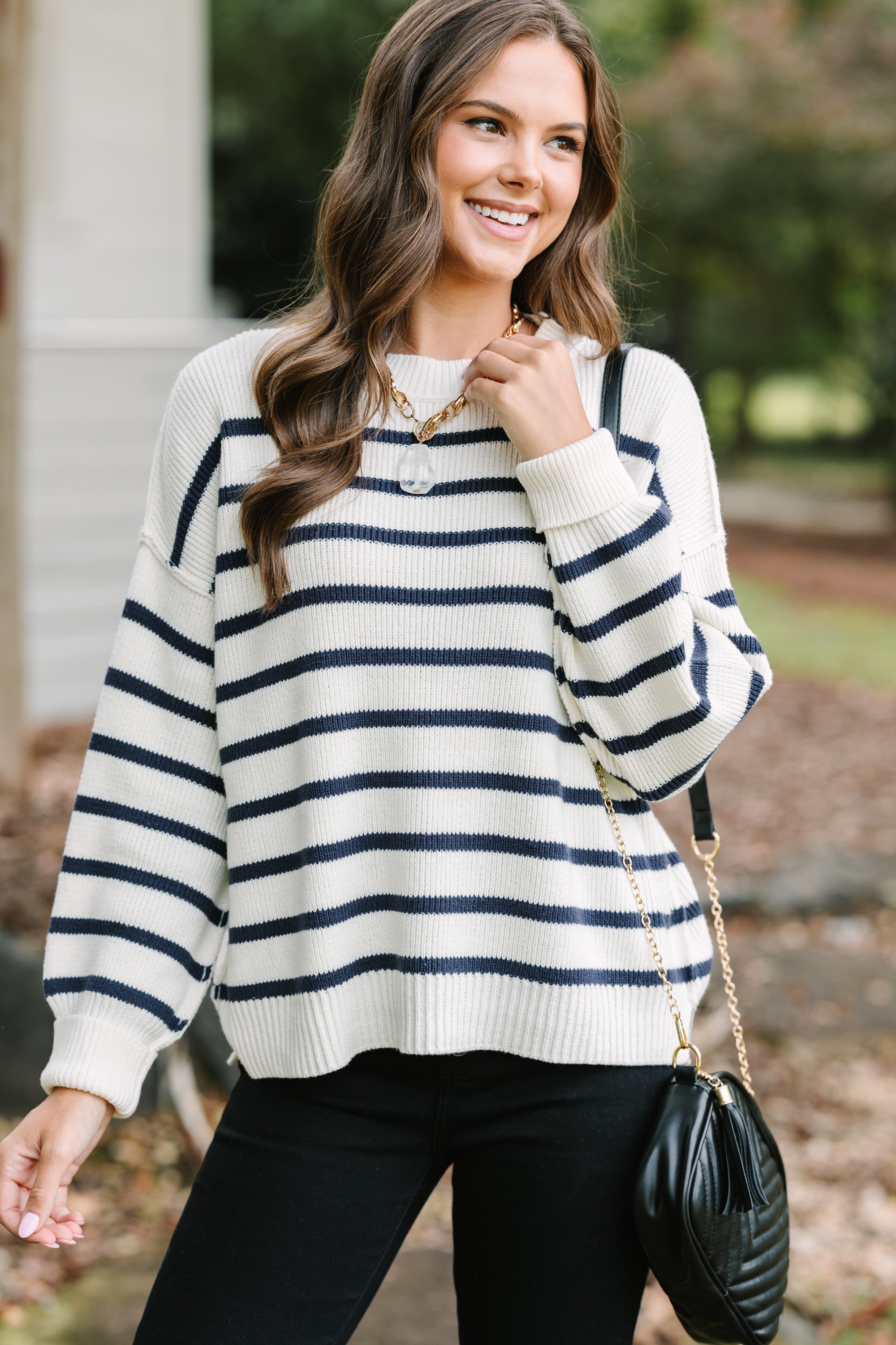 Chic Off-White Striped Sweater - Find Your Style Now!