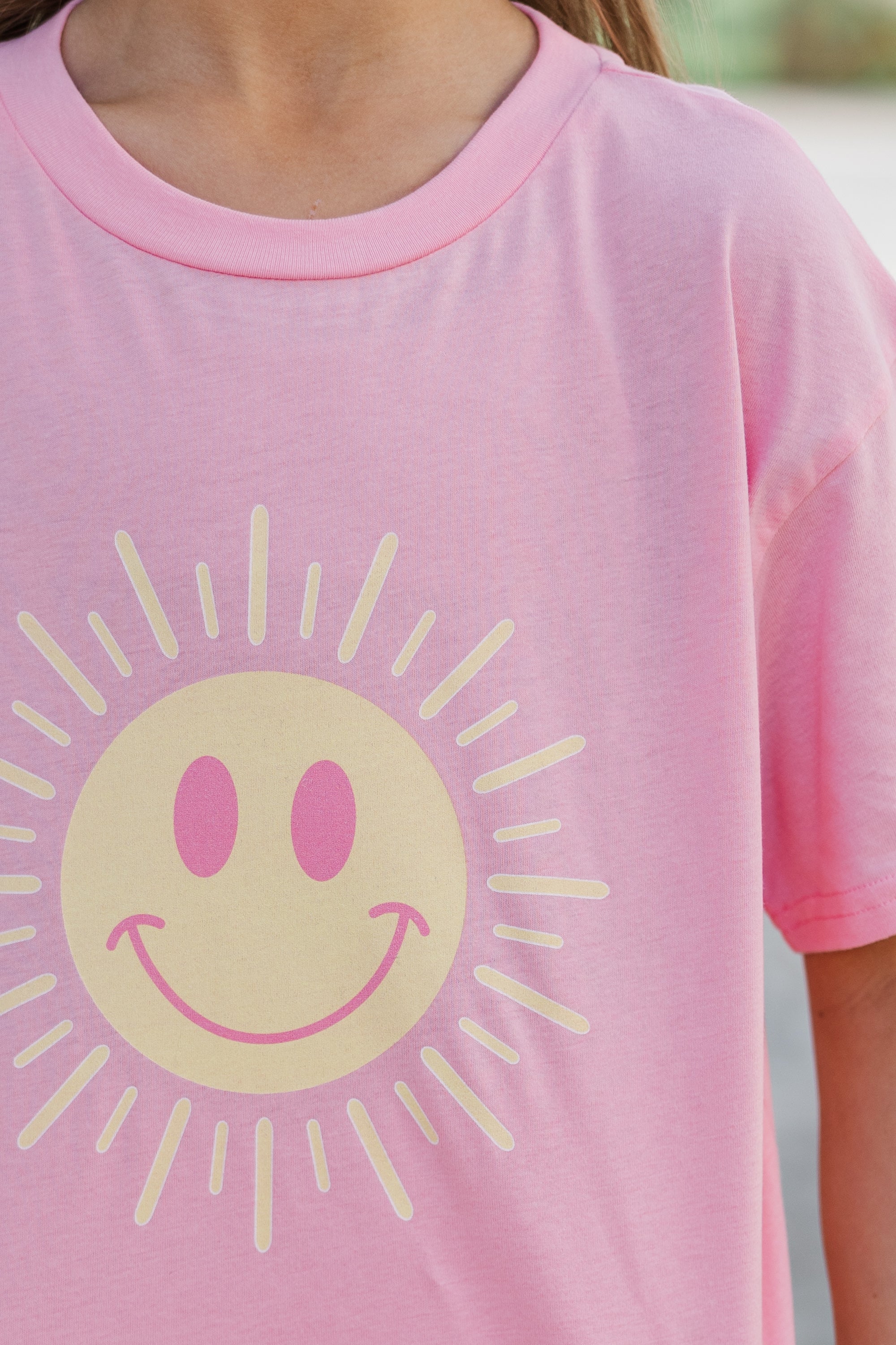 Girls' Sunshine Day Happiness Blush Graphic Tee - Must-Have!