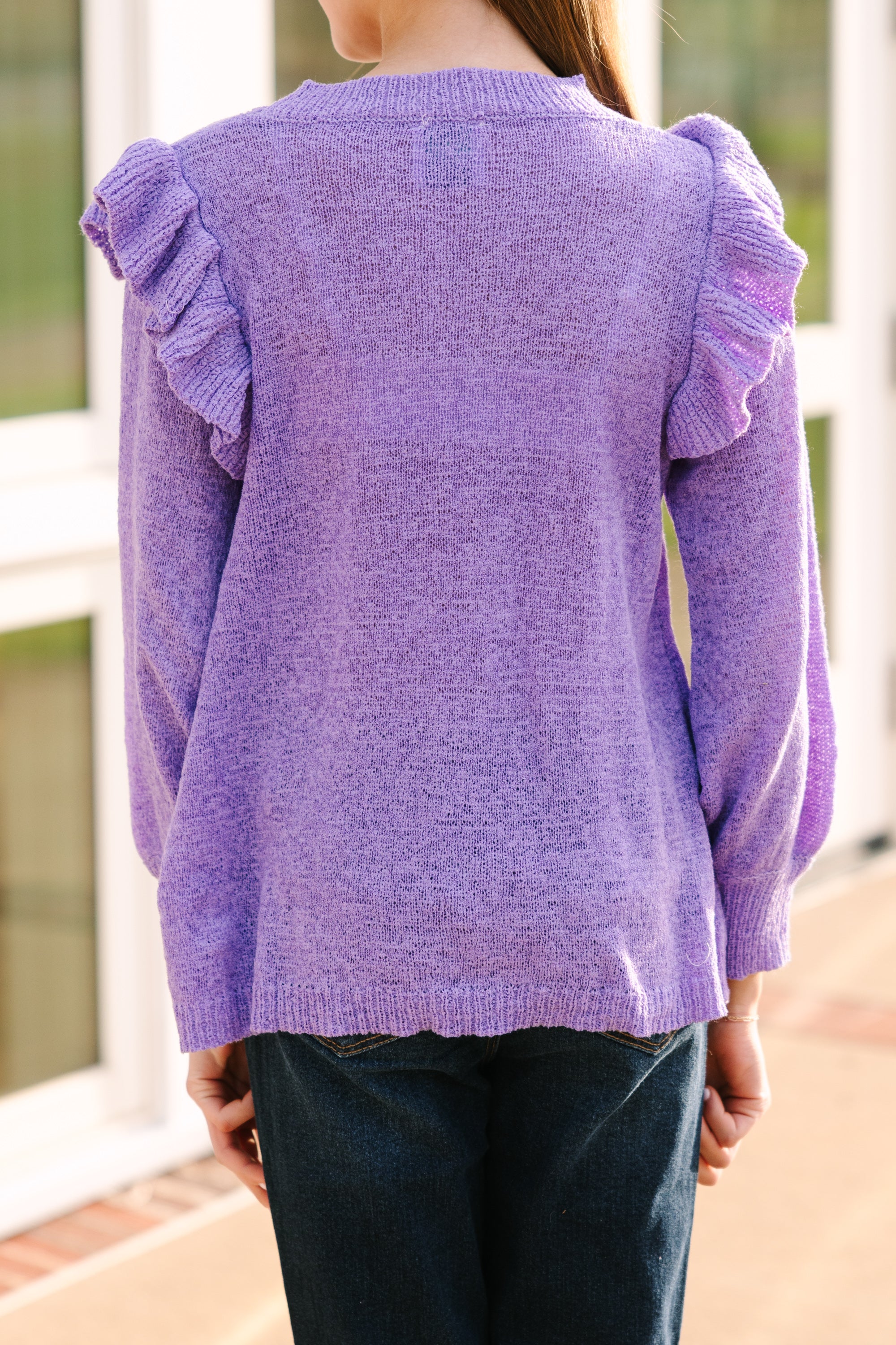 Gorgeous Girls' Lavender Purple Ruffled Sweater - Call It Fashion!
