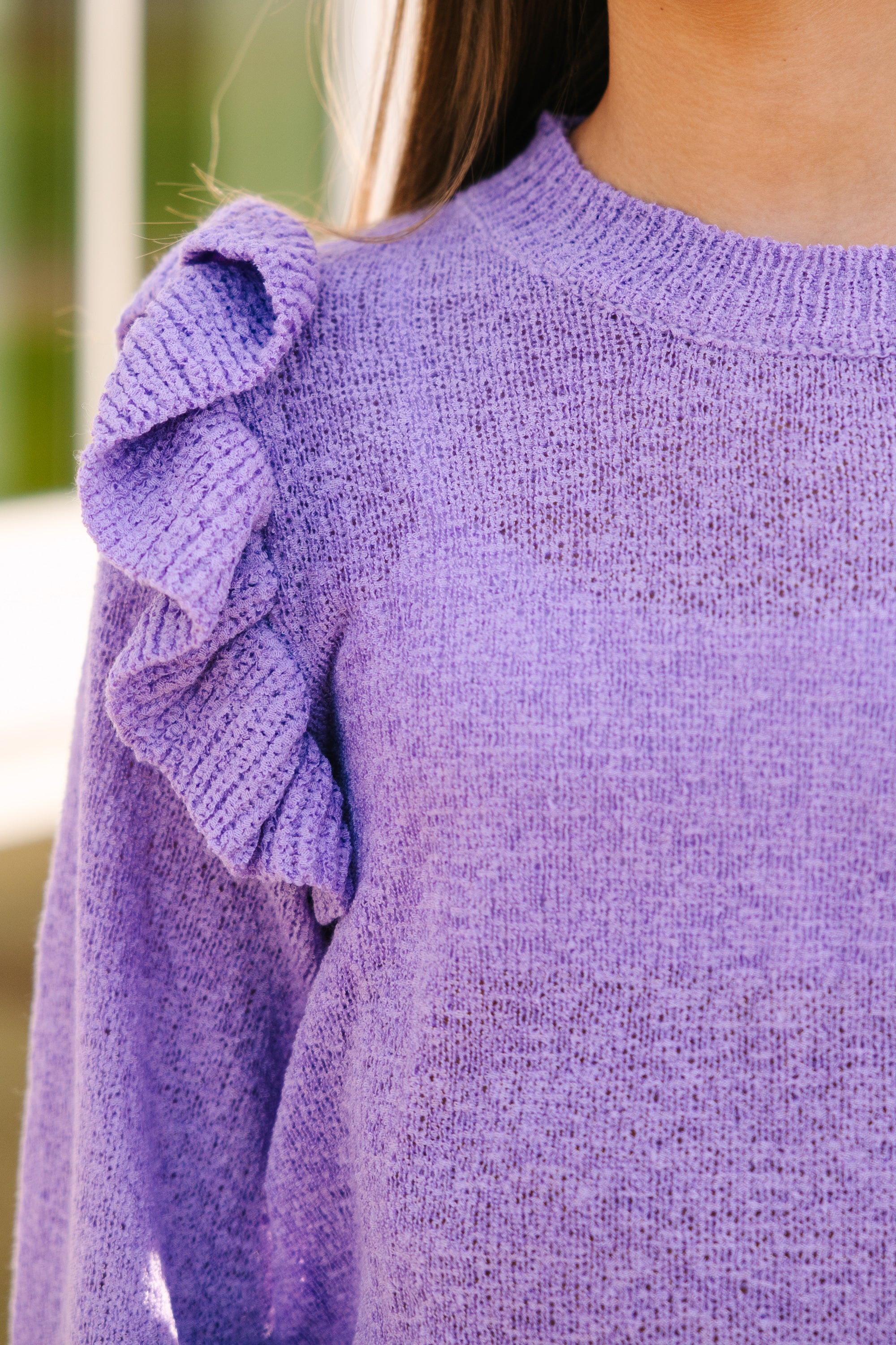 Gorgeous Girls' Lavender Purple Ruffled Sweater - Call It Fashion!