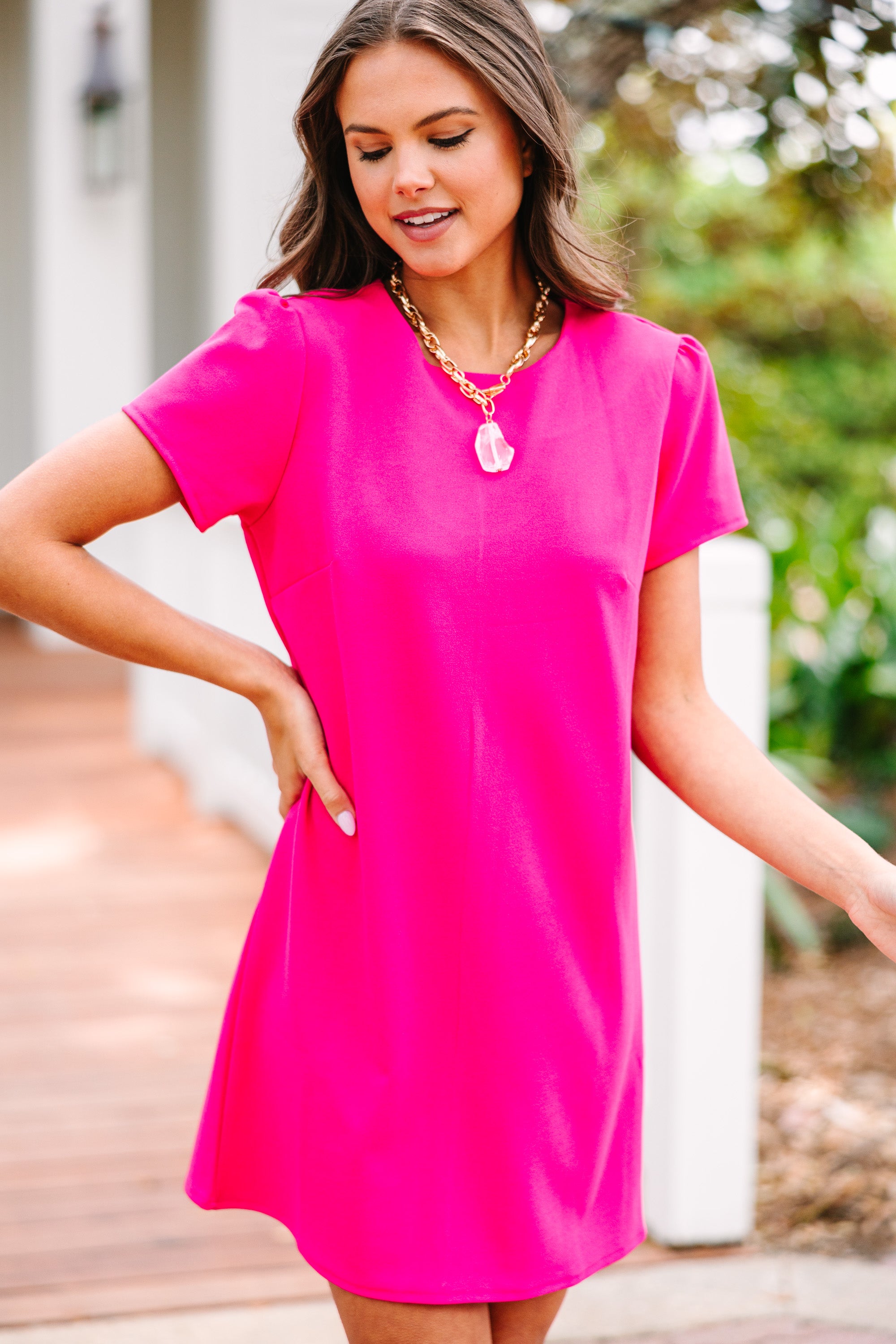 Heartfelt Fuchsia Pink Shift Dress: A Style Statement
