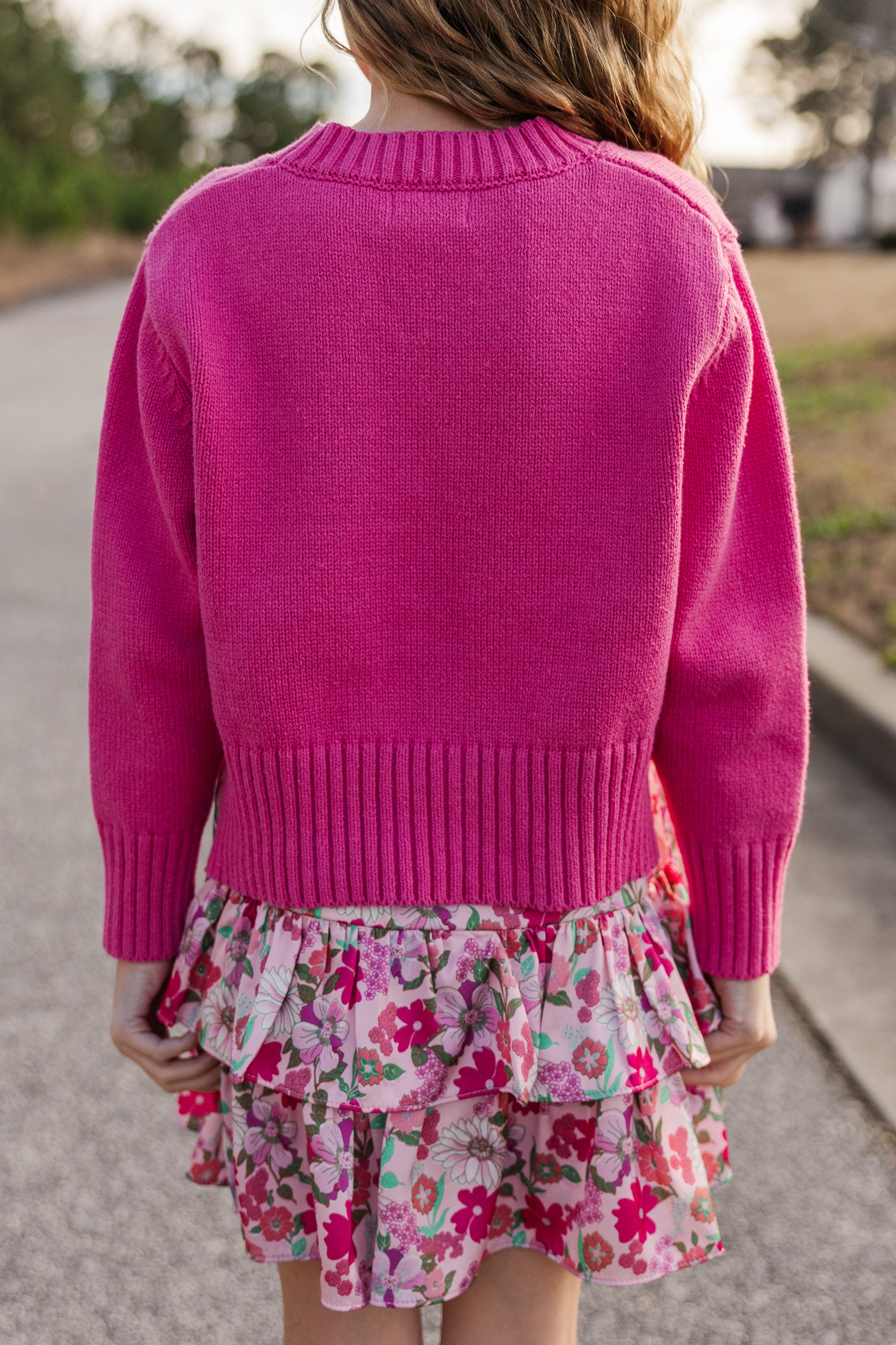 Lucy Fuchsia Pink Sweater for Girls - Absolutely Adorable!