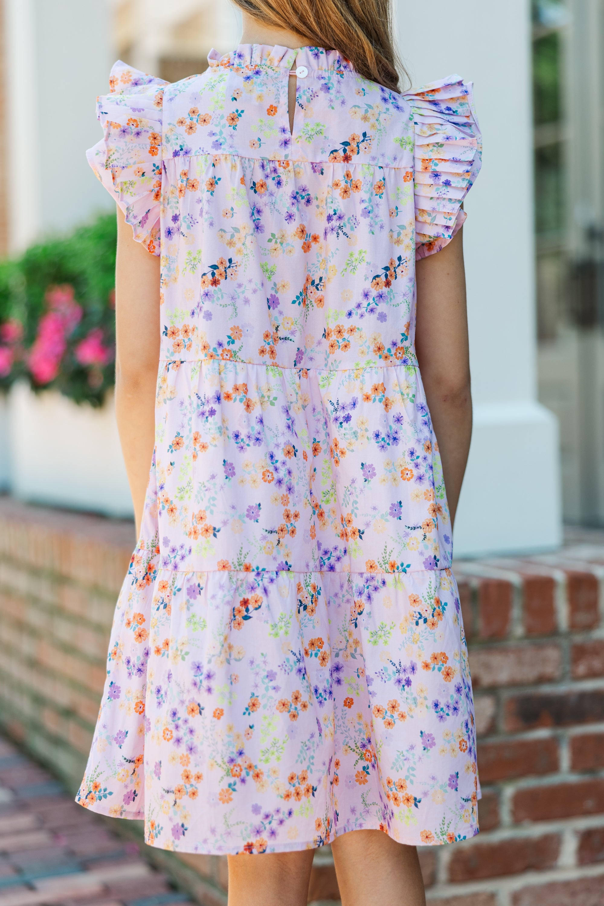 Girls' Sweet Lavender Ditsy Floral Babydoll Summer Dress
