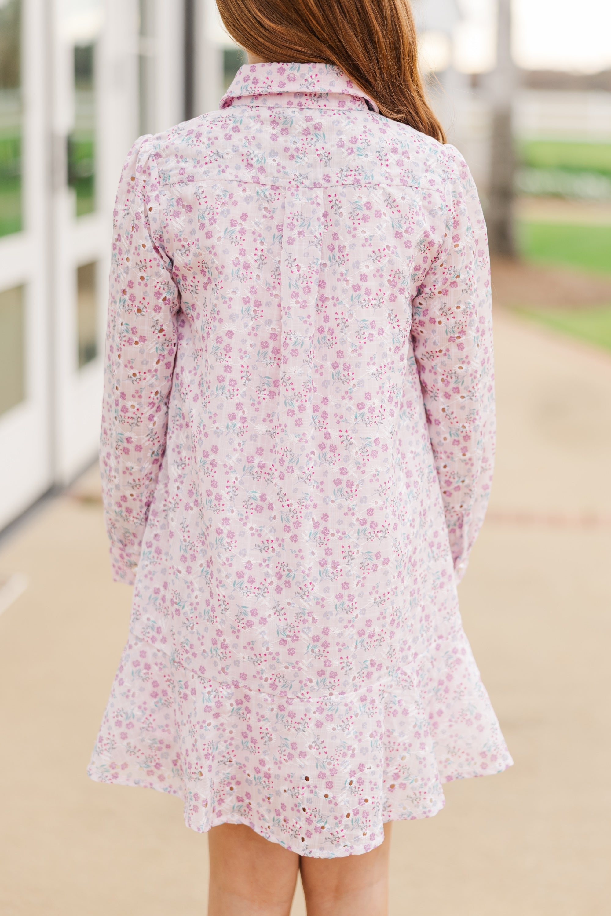 Girls' Irresistible Blush Pink Eyelet Shirt Dress: Share Your Story!