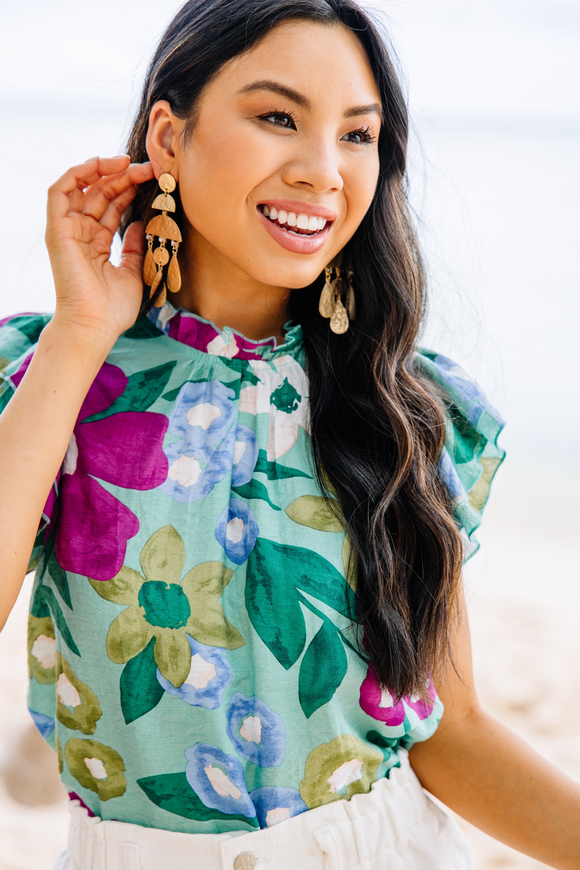 Enchanting Sage Green Floral Blouse - A Must - Have!