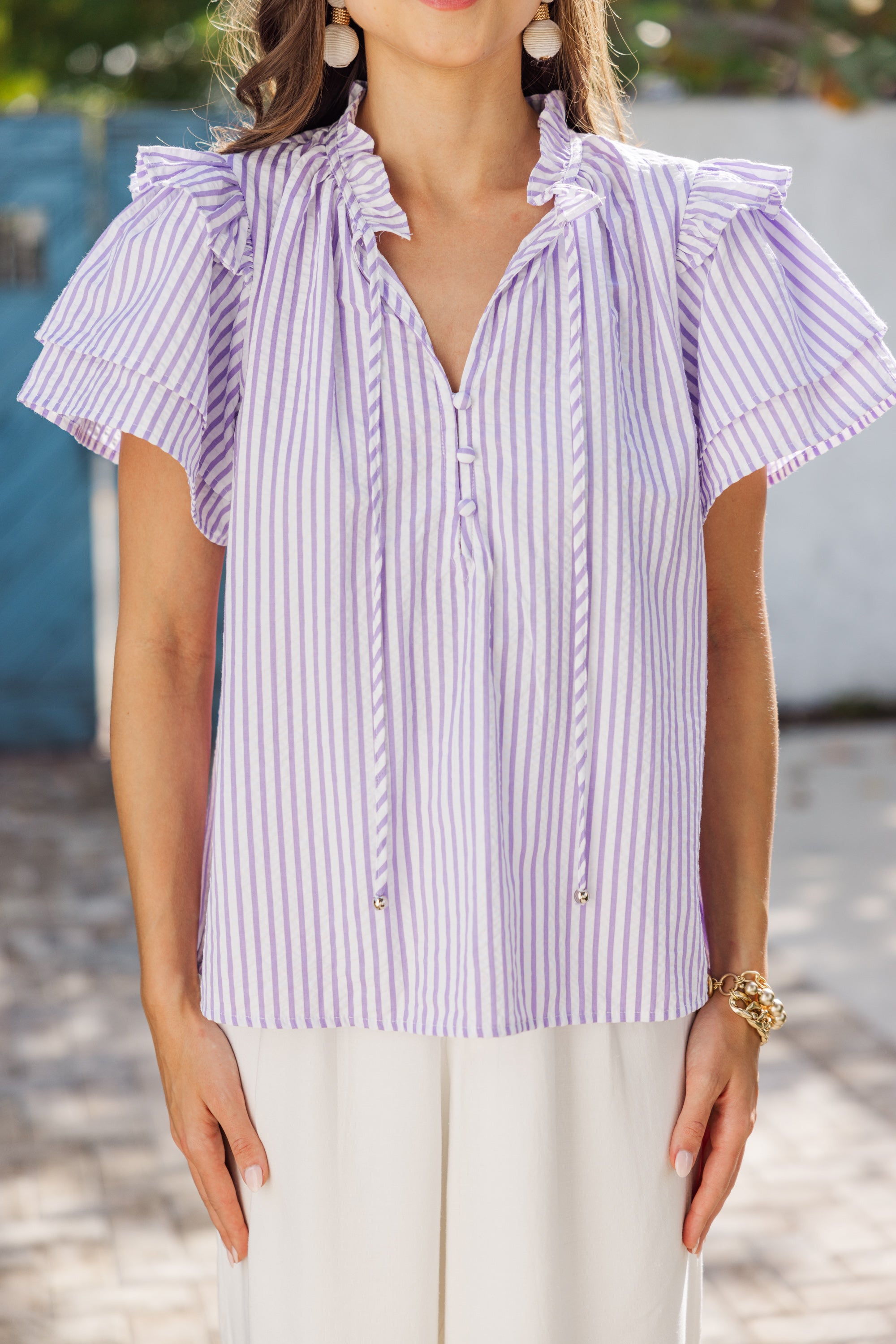 Gorgeous Lavender Striped Blouse - A Must - Have!