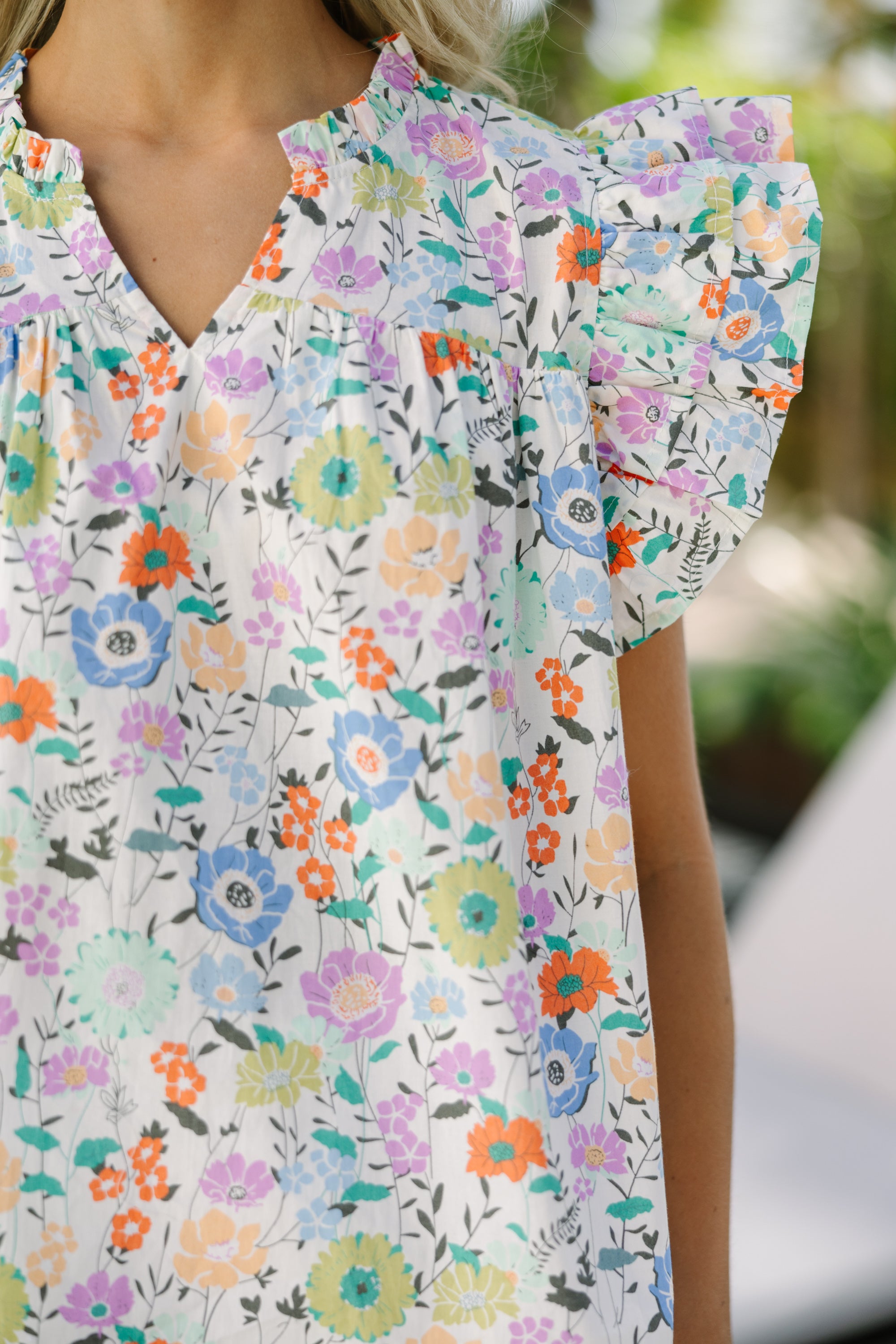 Gorgeous Always Ready Cream White Floral Blouse