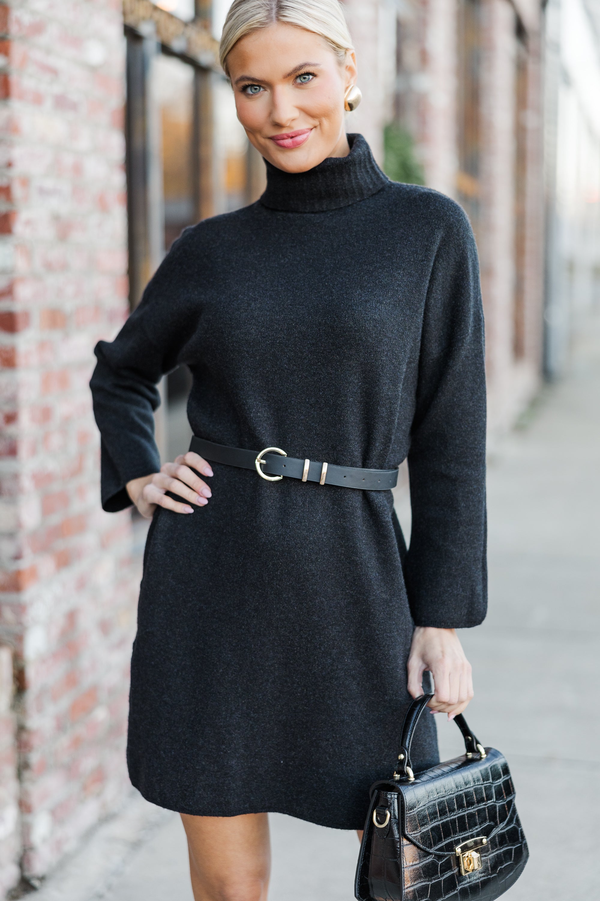 Feeling Fabulous Black Turtleneck Sweater Dress - Must - Have for Fashion Lovers
