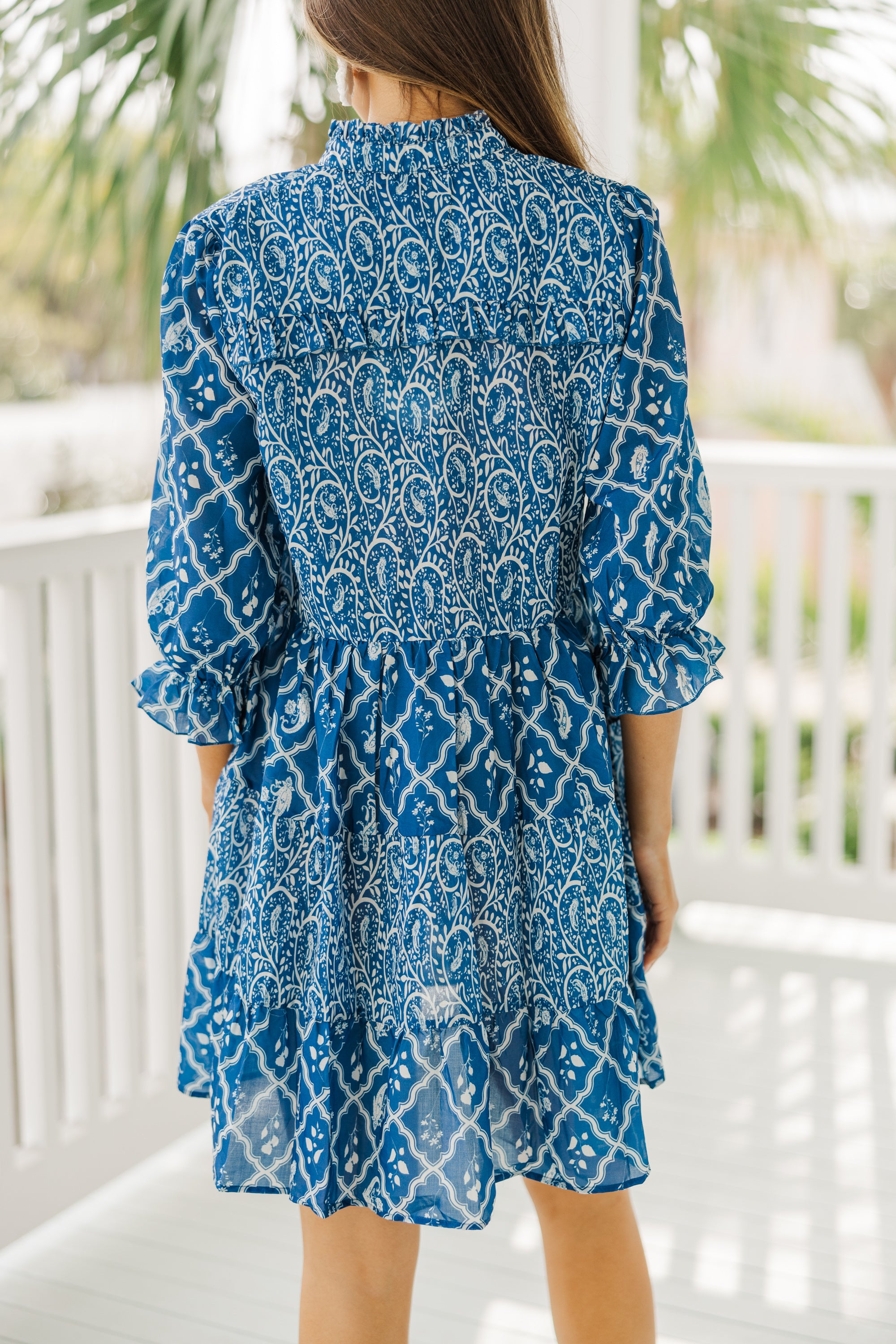Navy Blue Floral Babydoll Dress: Do Your Best!