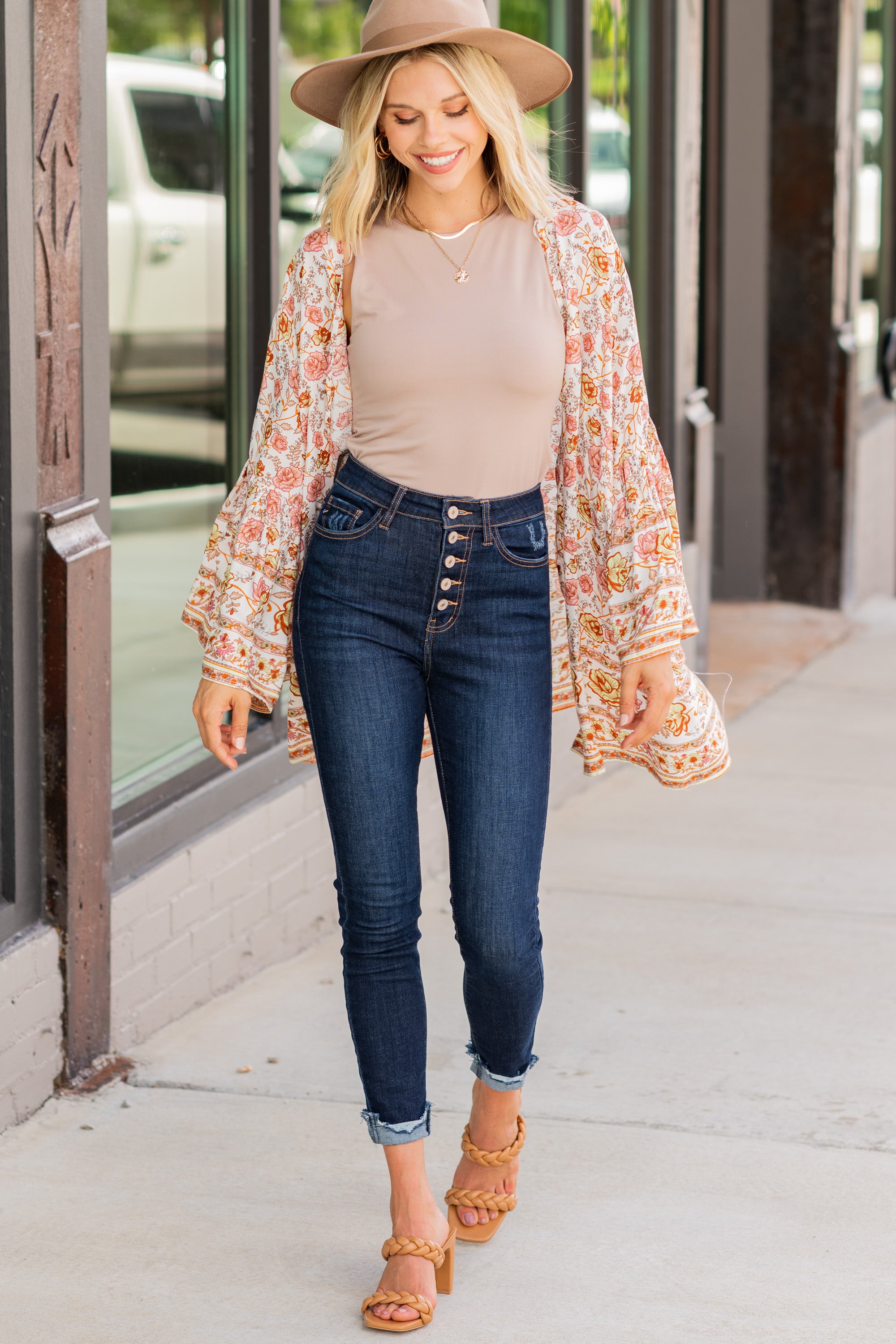 Indulgent White Mixed Print Kimono