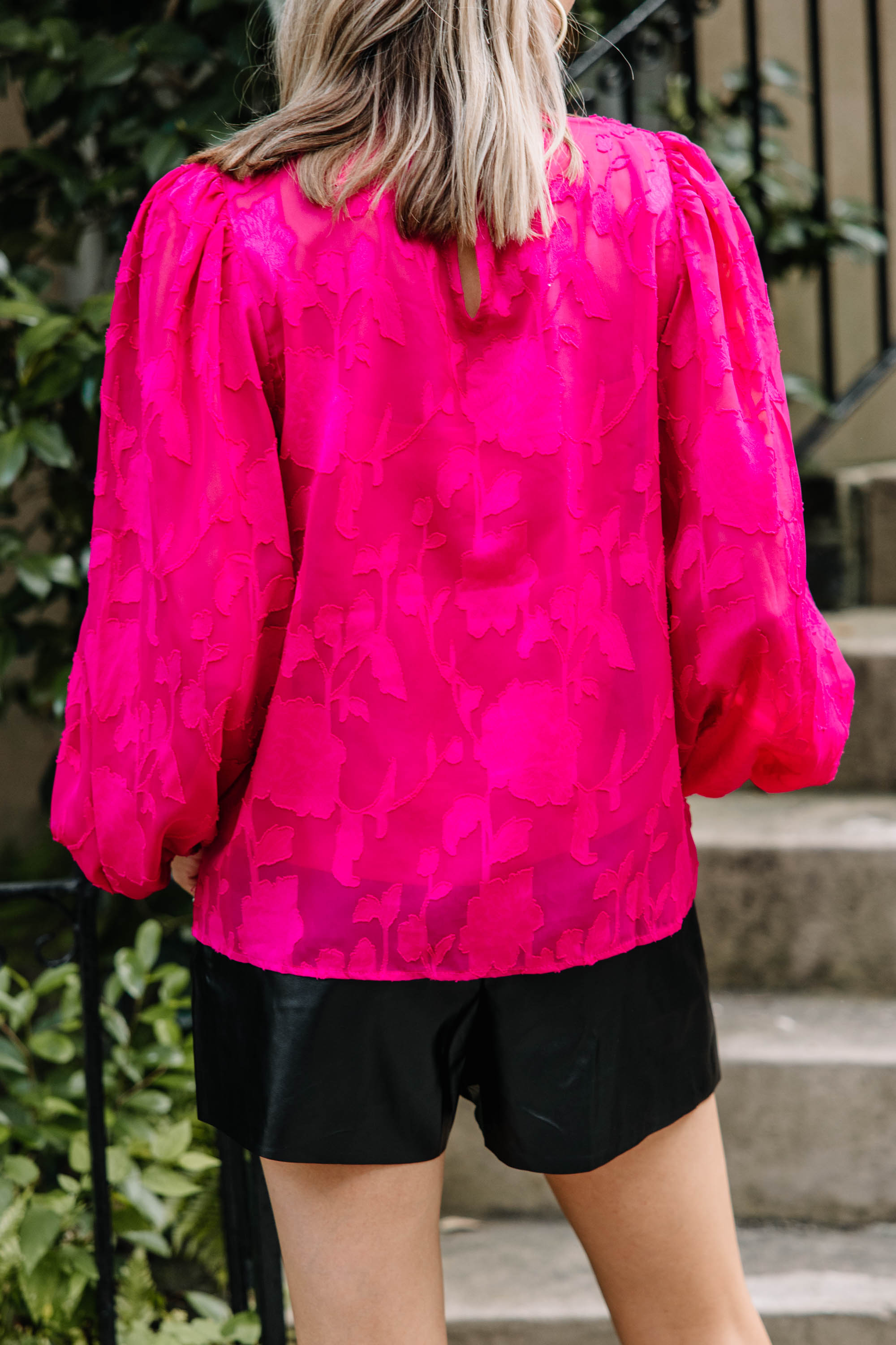 Discover Yourself in Our Magenta Pink Textured Blouse