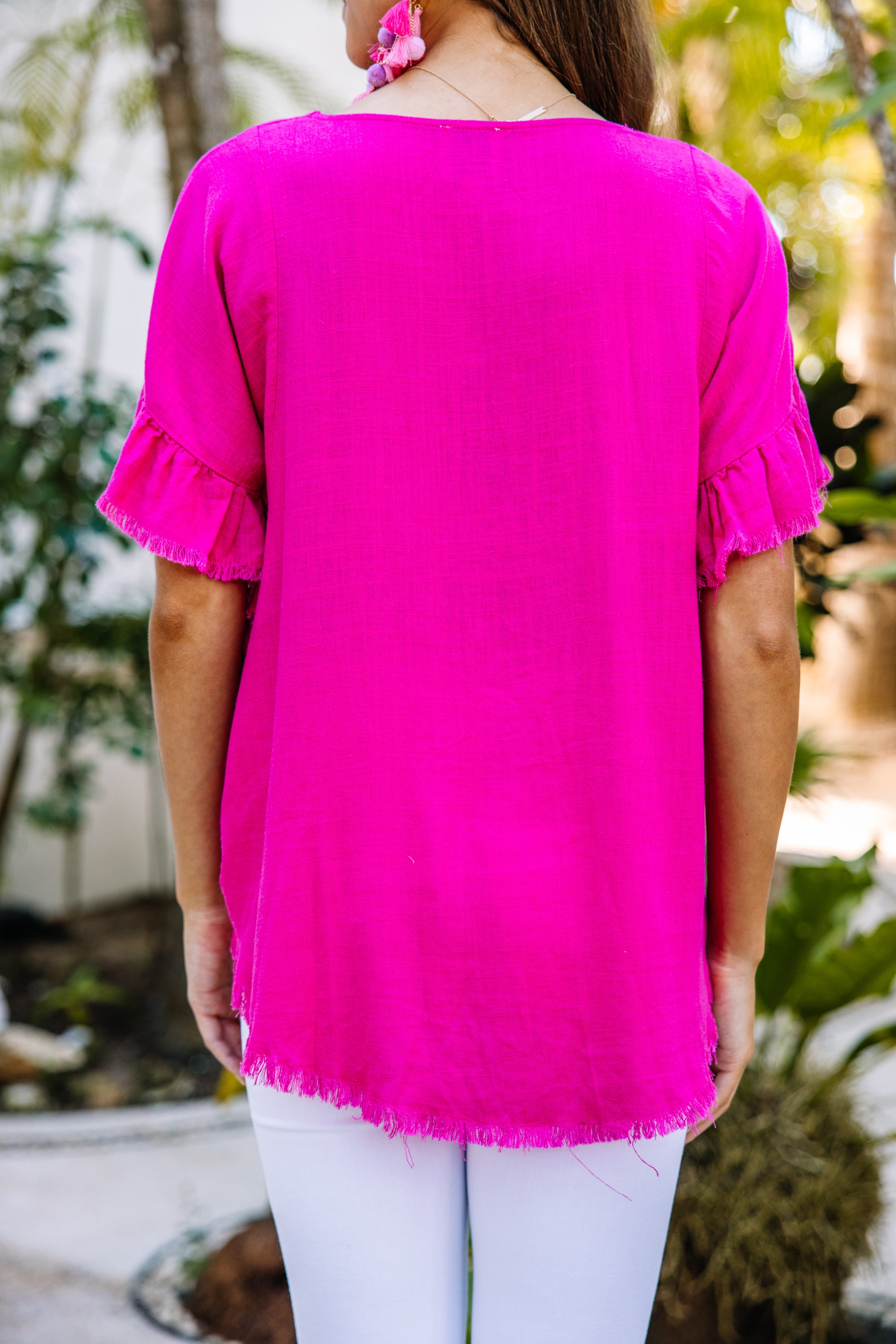 Stunning Find You Out Hot Pink Linen Top - Grab Yours Now!