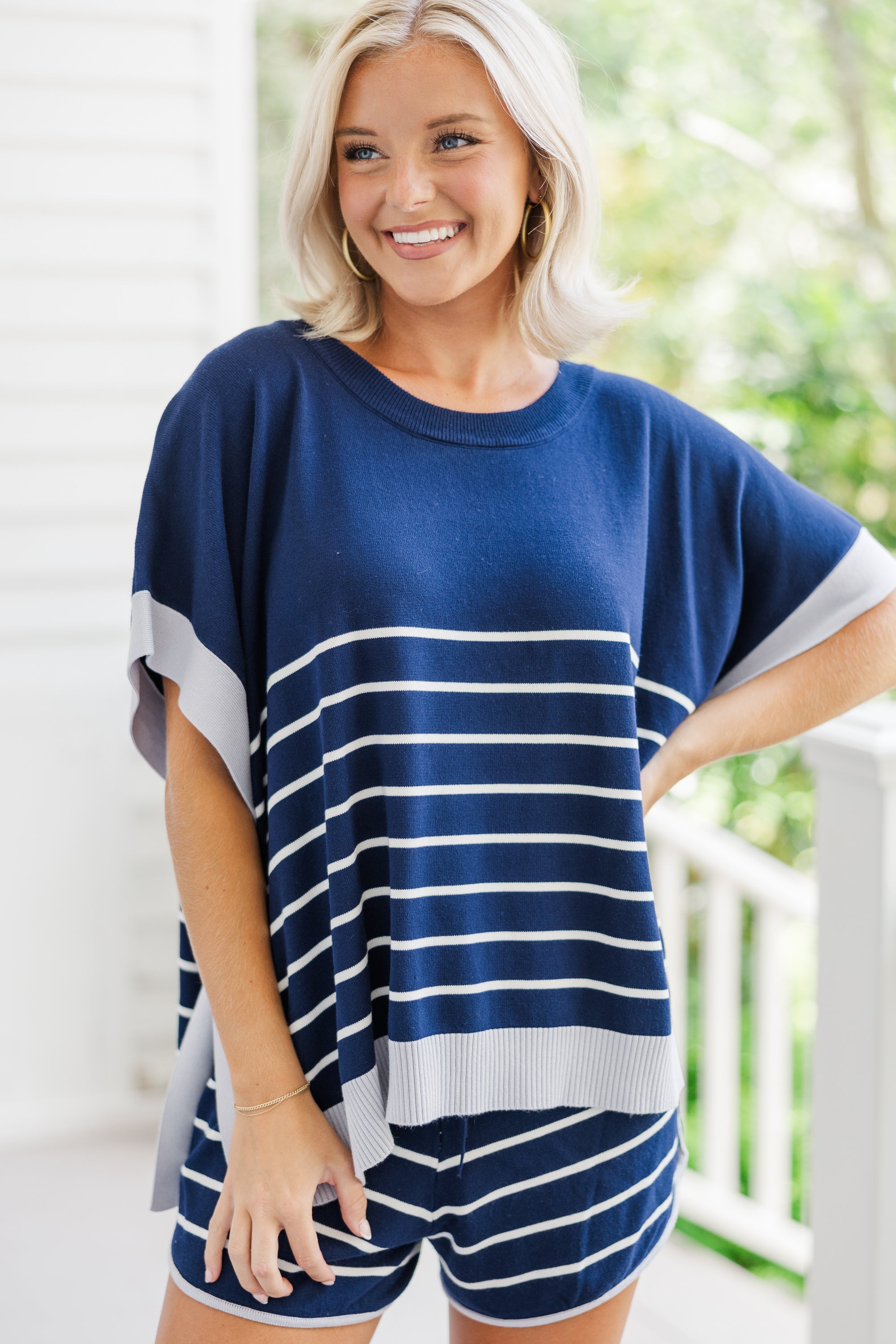 Craft Your Own Happiness with Navy Blue Striped Top