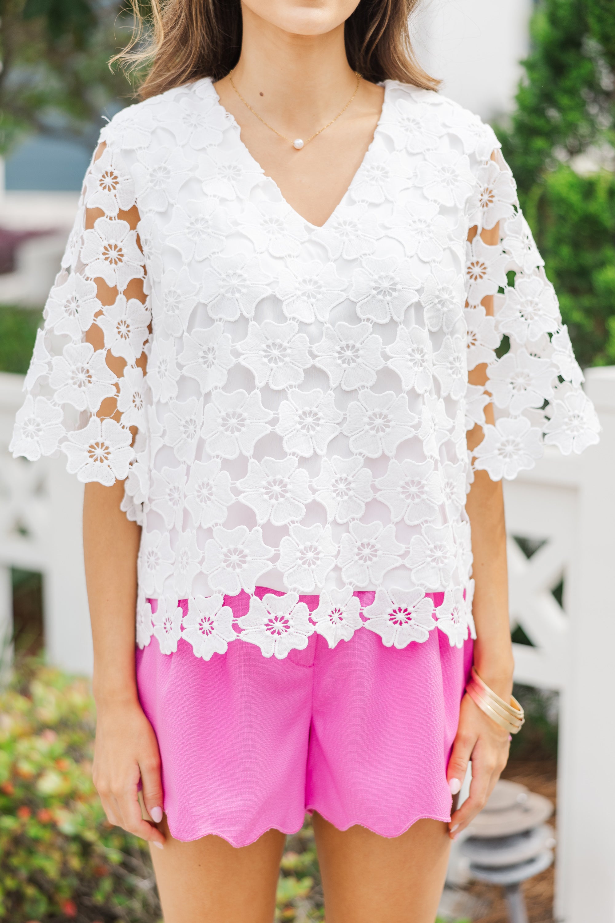 Stunning Daily Reminder White Floral Crochet Blouse
