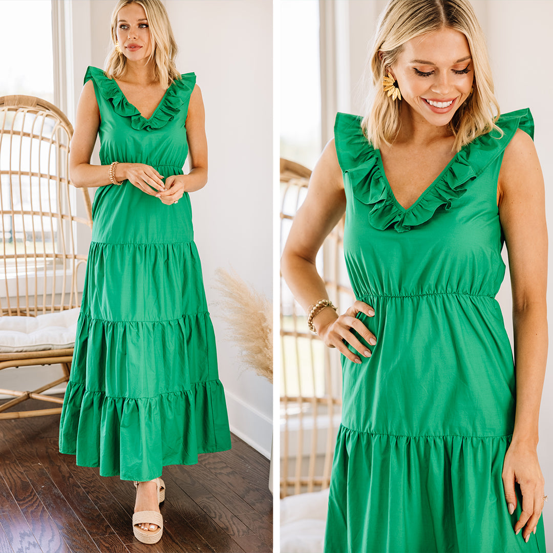 Stunning Kelly Green Around We Go Maxi Dress
