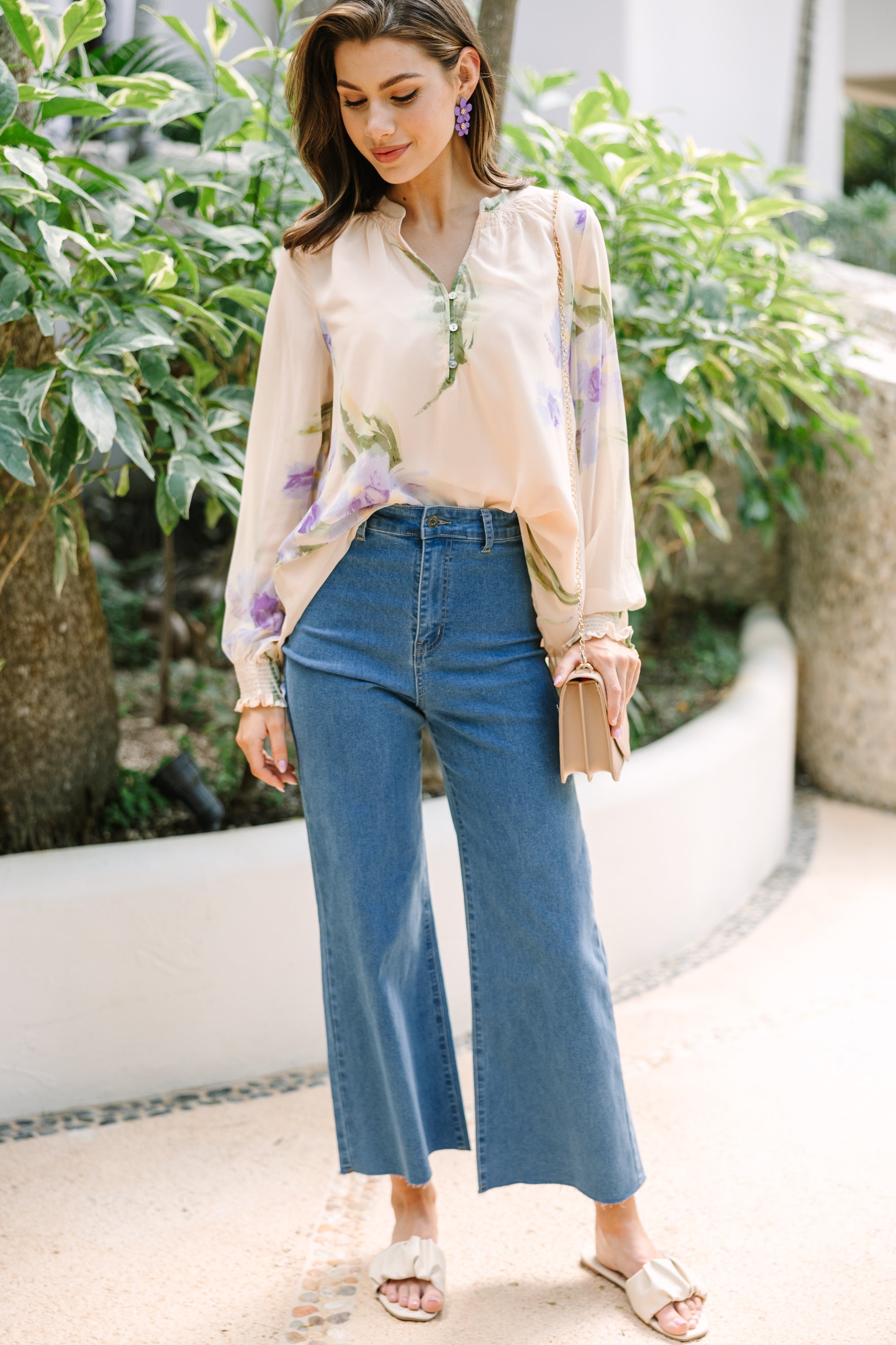 Irresistible Fresh Start Peach Pink Floral Blouse