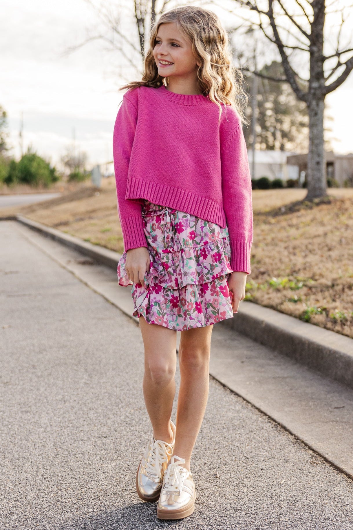 Lucy Fuchsia Pink Sweater for Girls - Absolutely Adorable!