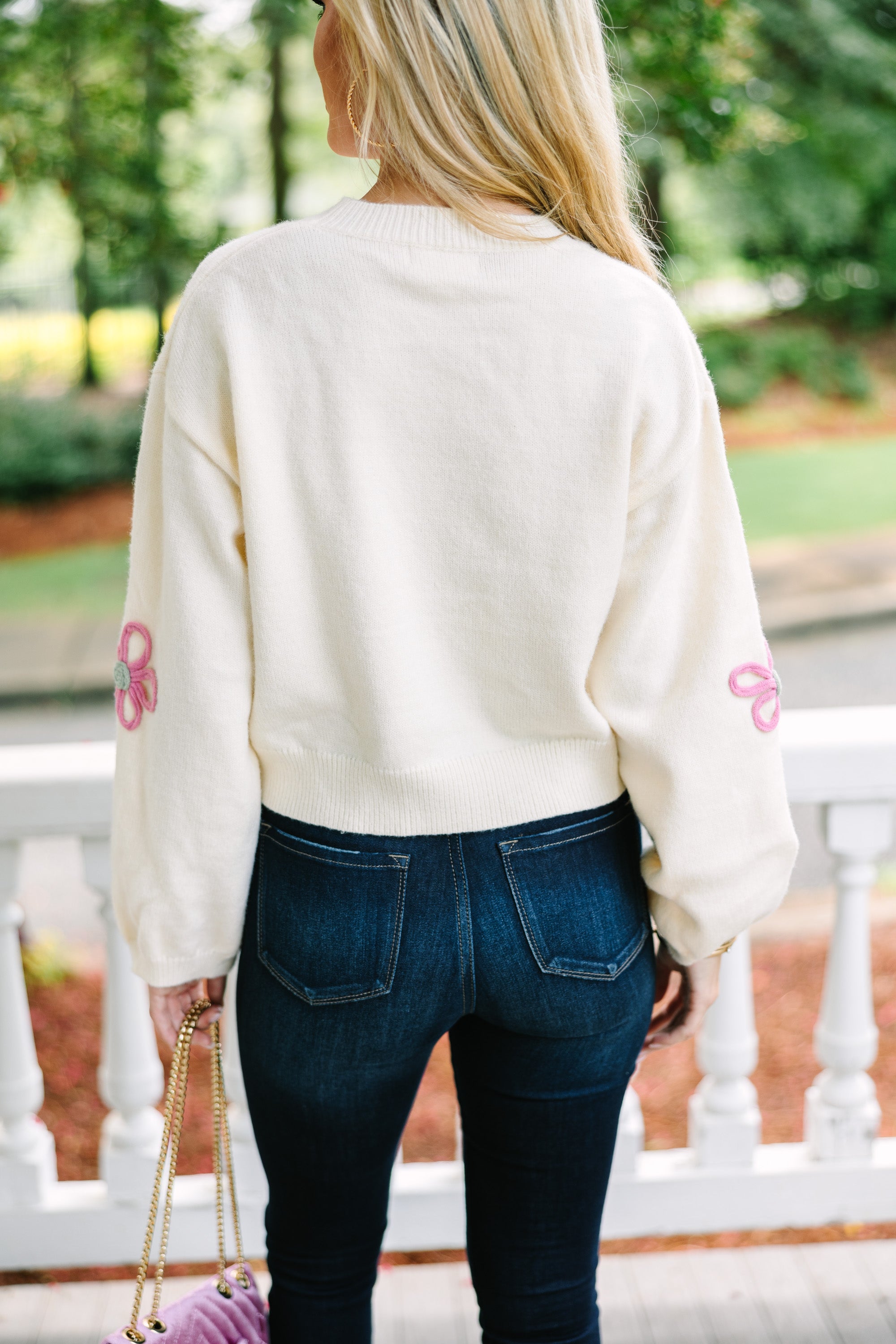 Feeling Femme Enchanting White Floral Sweater