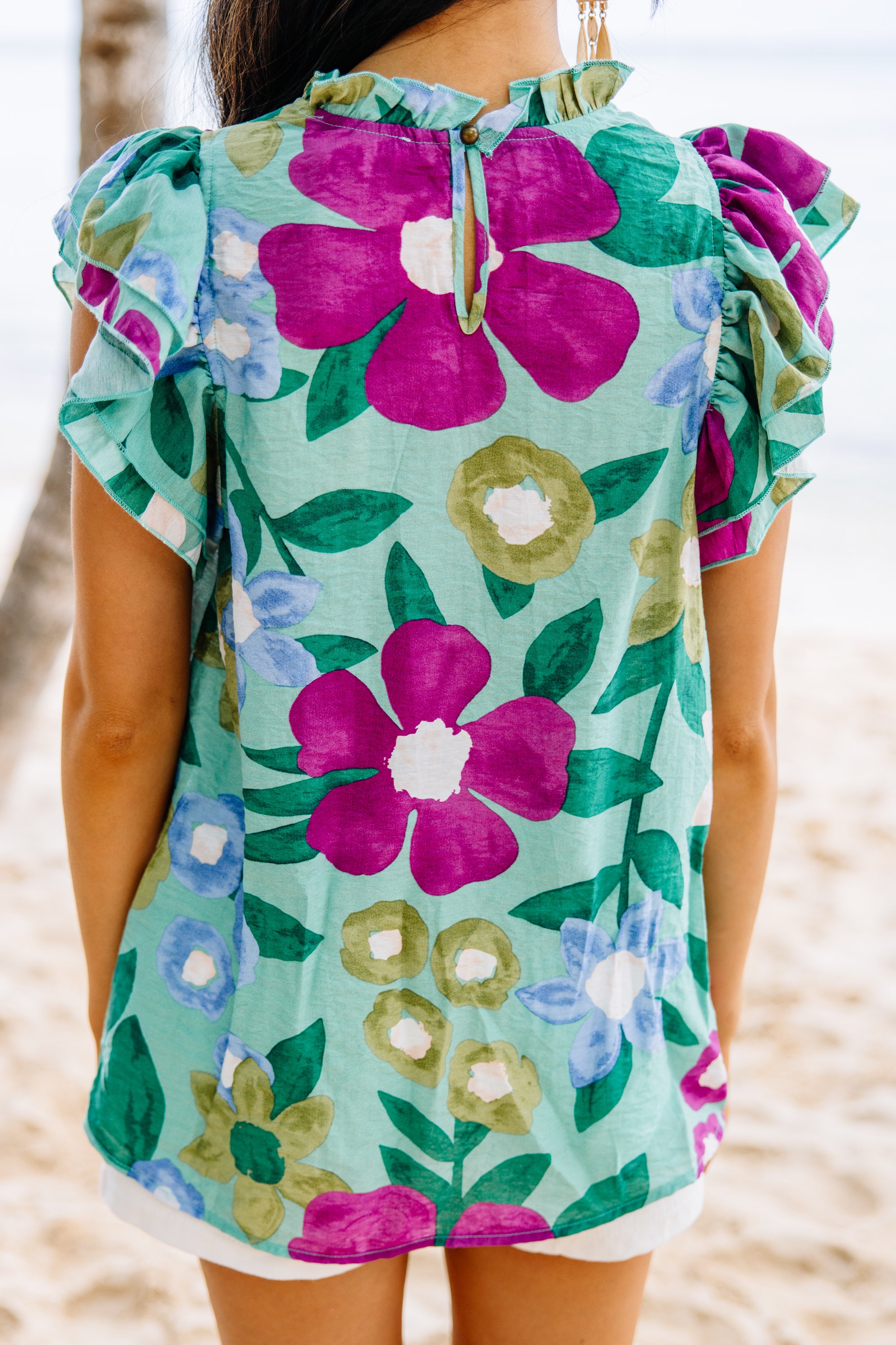 Enchanting Sage Green Floral Blouse - A Must - Have!
