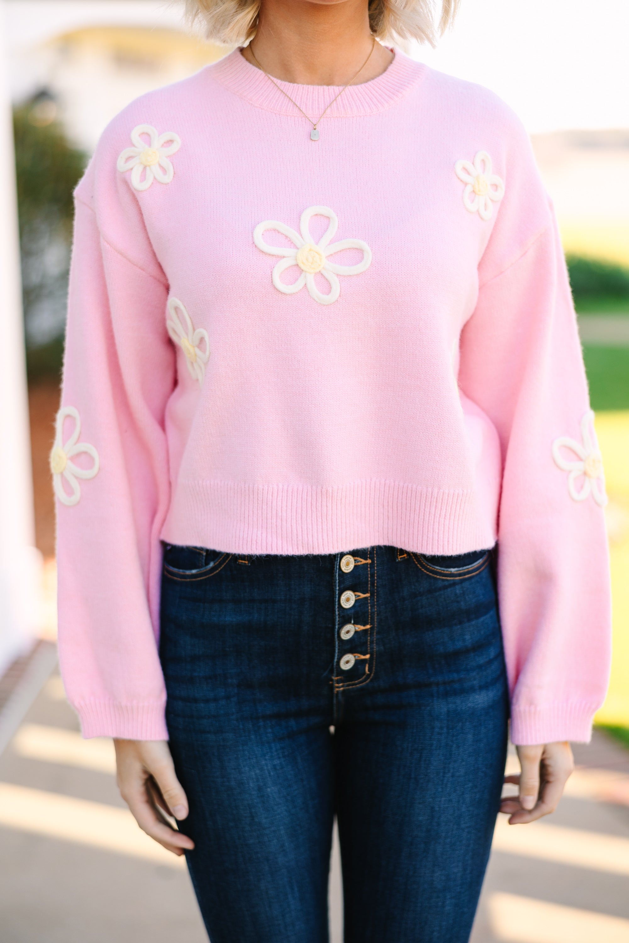 Gorgeous Femme Light Pink Floral Sweater - A Must - Have!