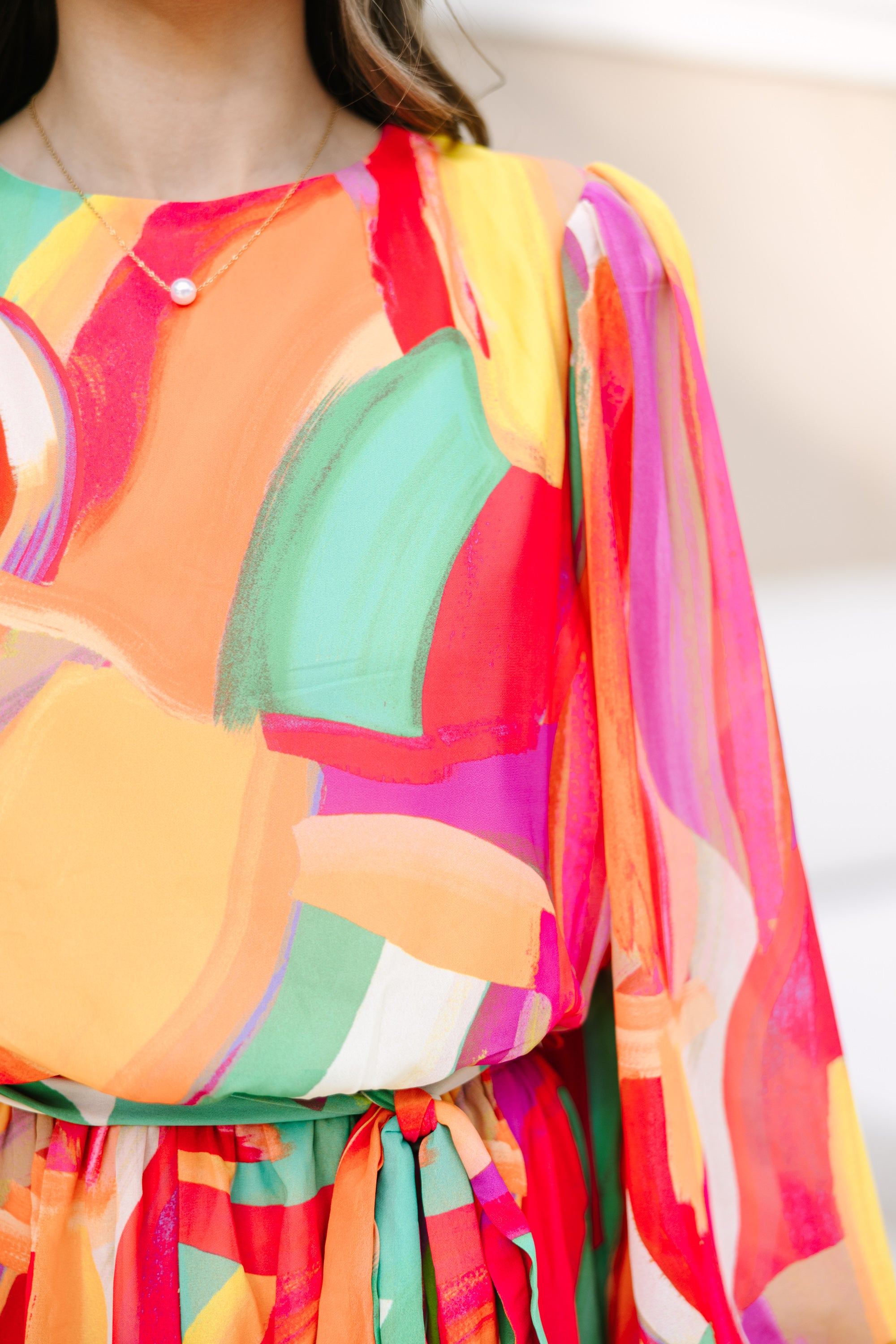 Stunning Bold Green Abstract Print Dress