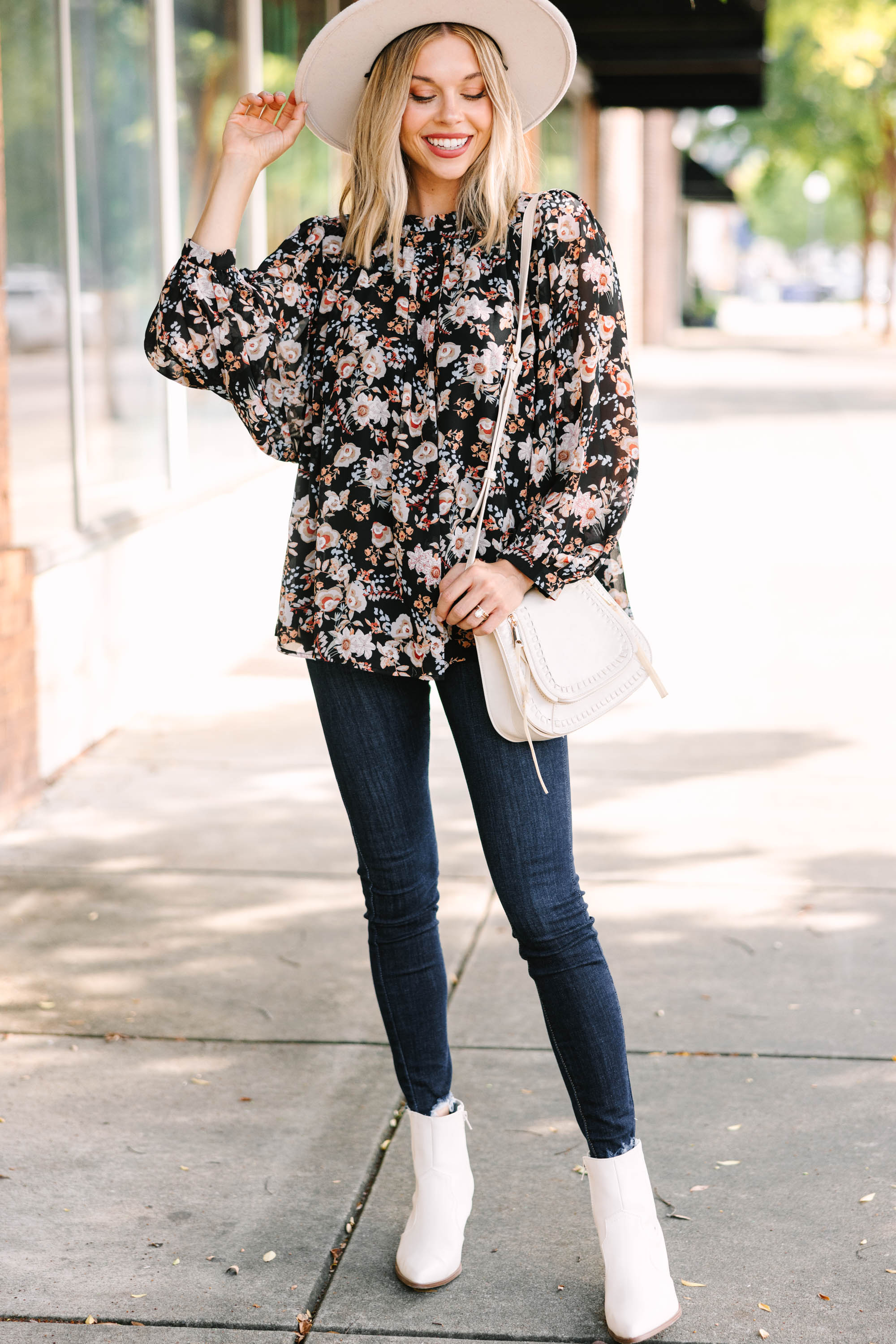 Gorgeous Day By Day Black Floral Blouse