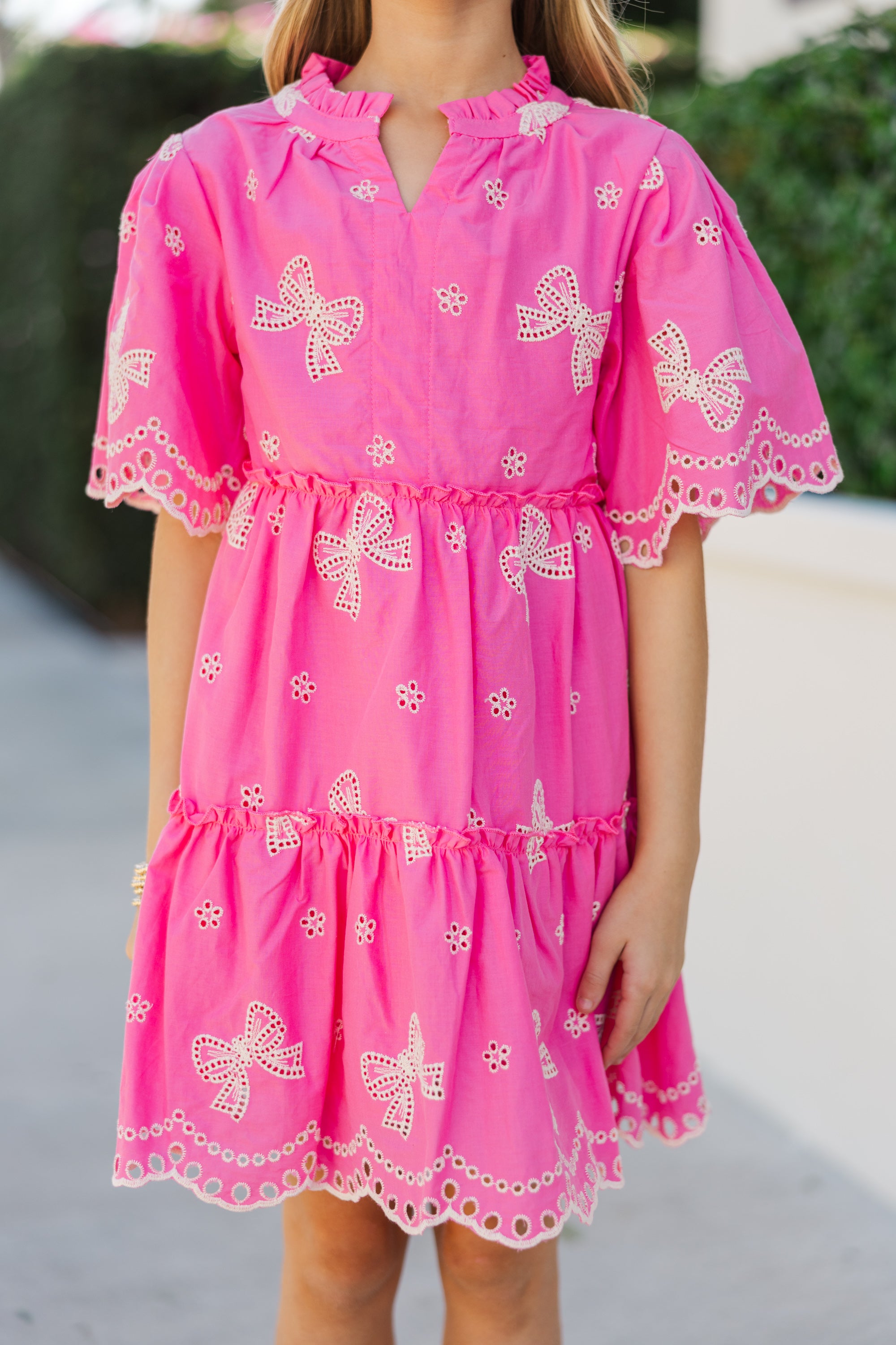 Girls' Stephanie Fuchsia Pink Eyelet Dress: A Fashion Must-Have!