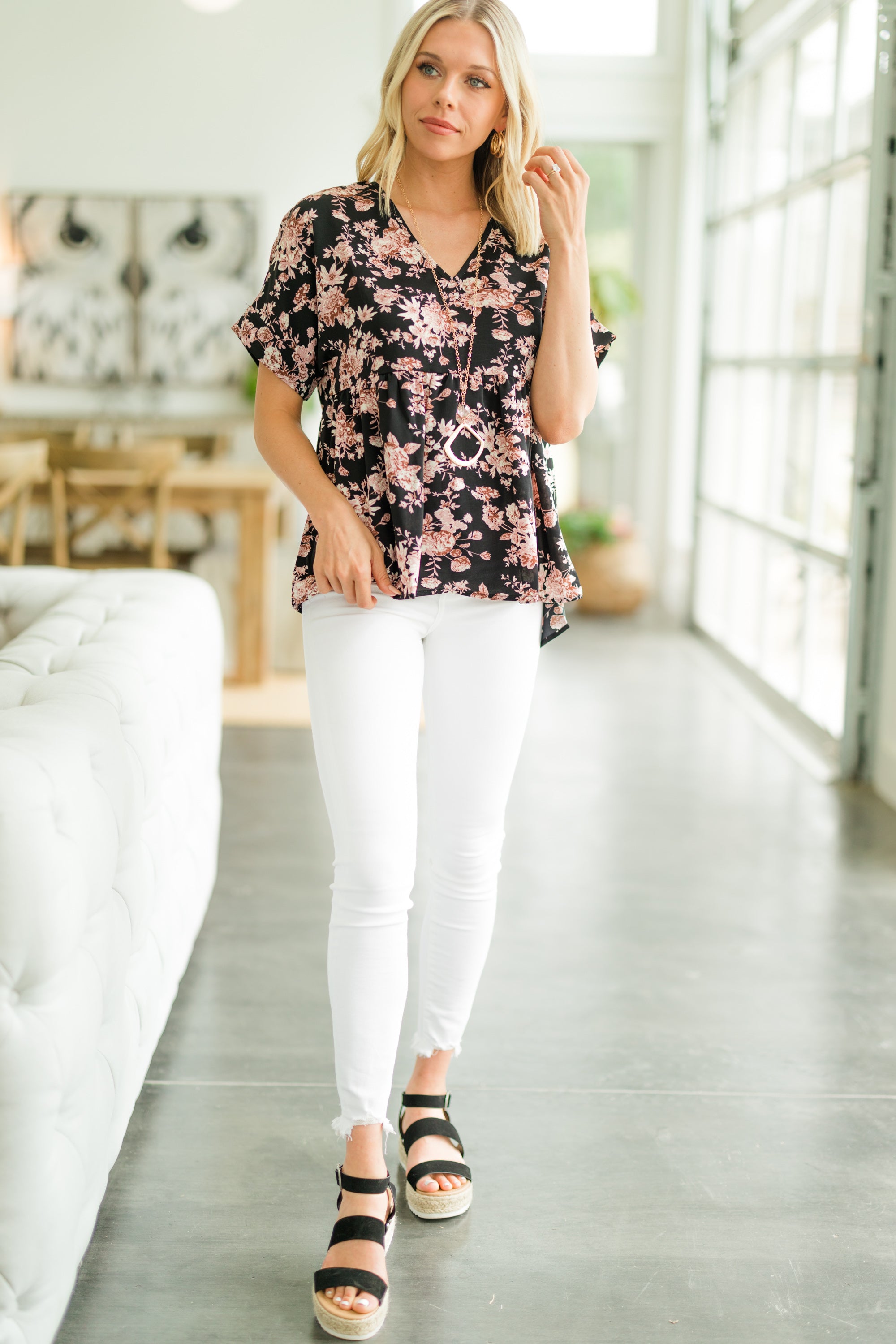 Gorgeous Pink Floral Babydoll Top - A Spring and Summer Must-Have!
