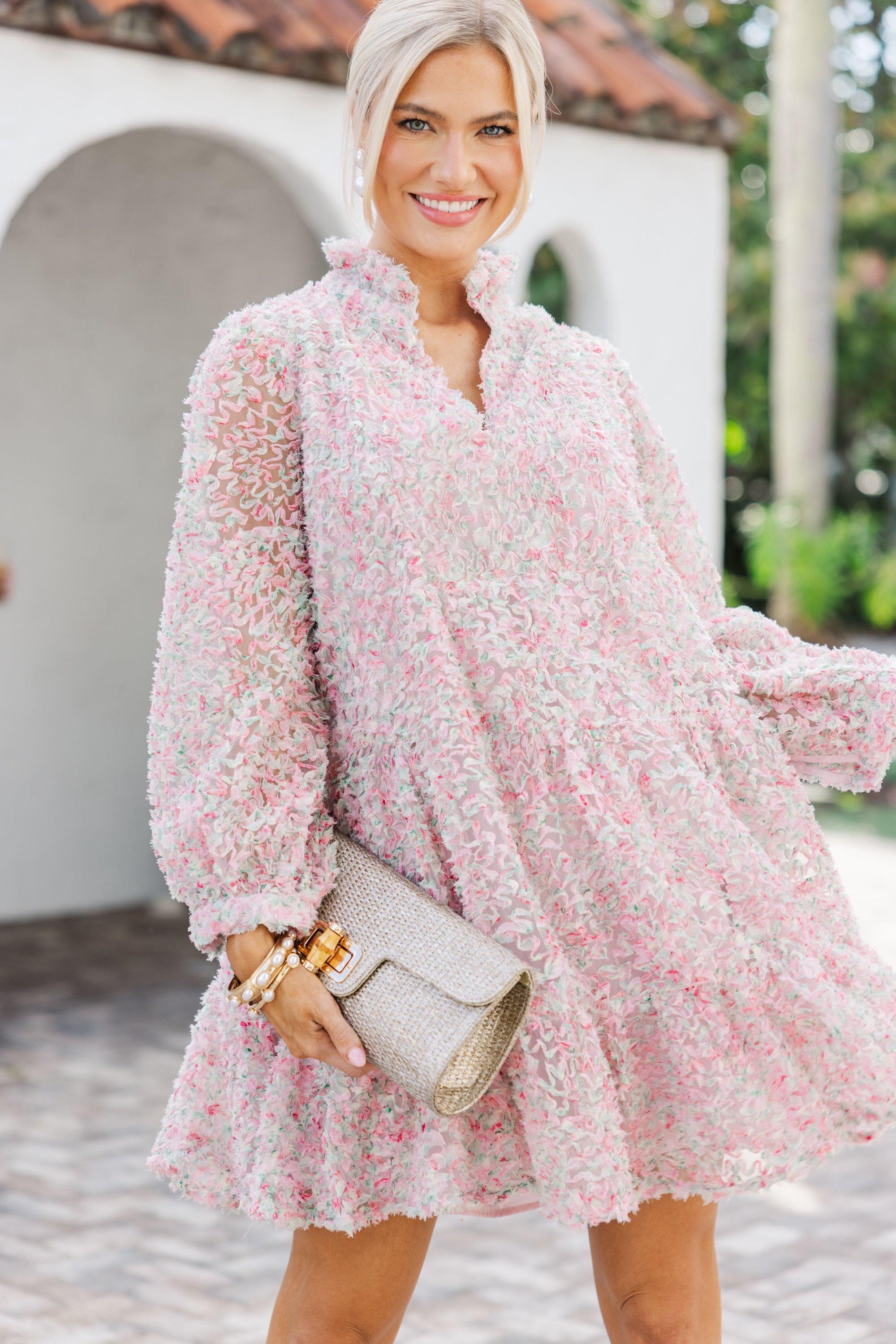 Enchanting Pink Floral Tulle Babydoll Dress - Always On My Mind