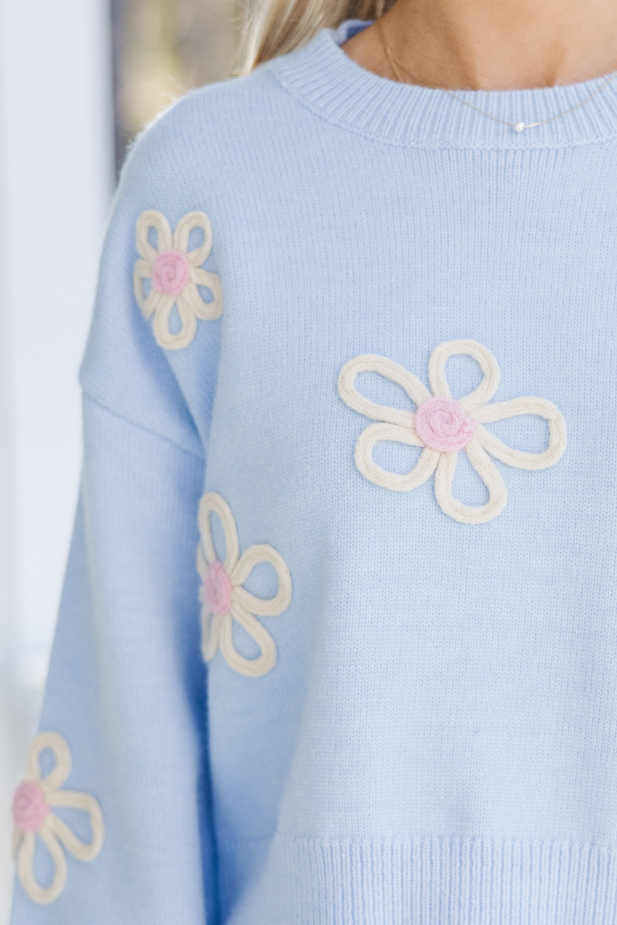 Gorgeous Femme Light Blue Floral Sweater