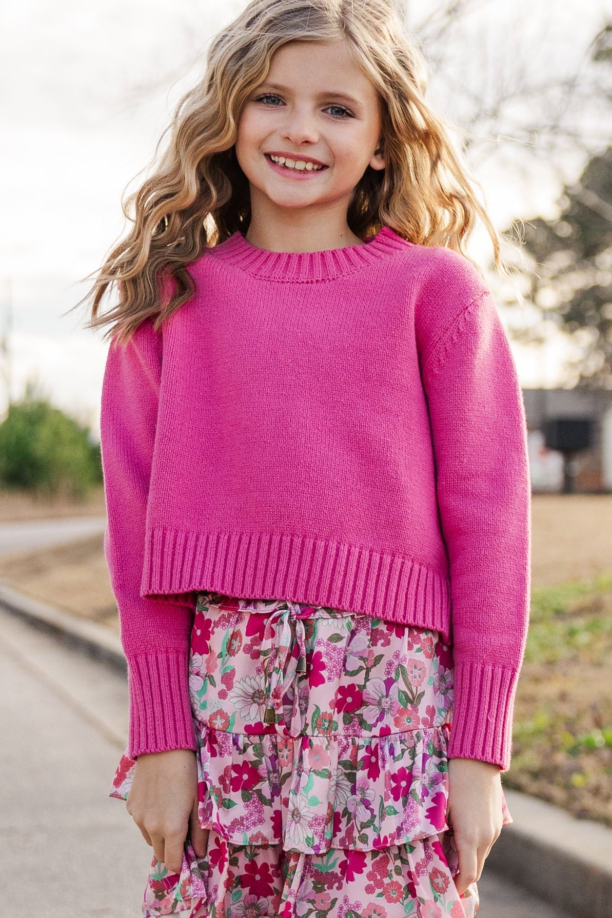 Lucy Fuchsia Pink Sweater for Girls - Absolutely Adorable!