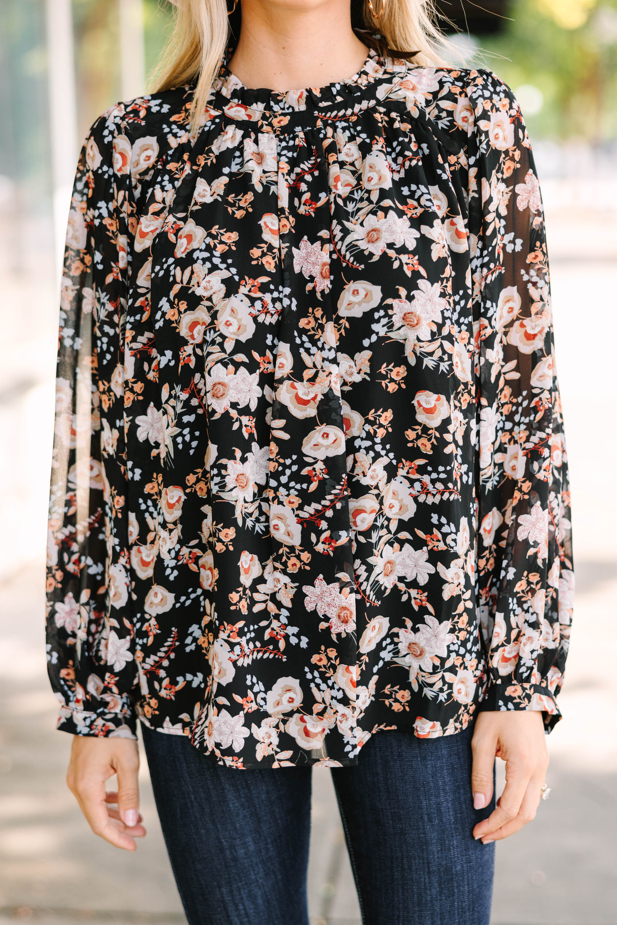 Gorgeous Day By Day Black Floral Blouse