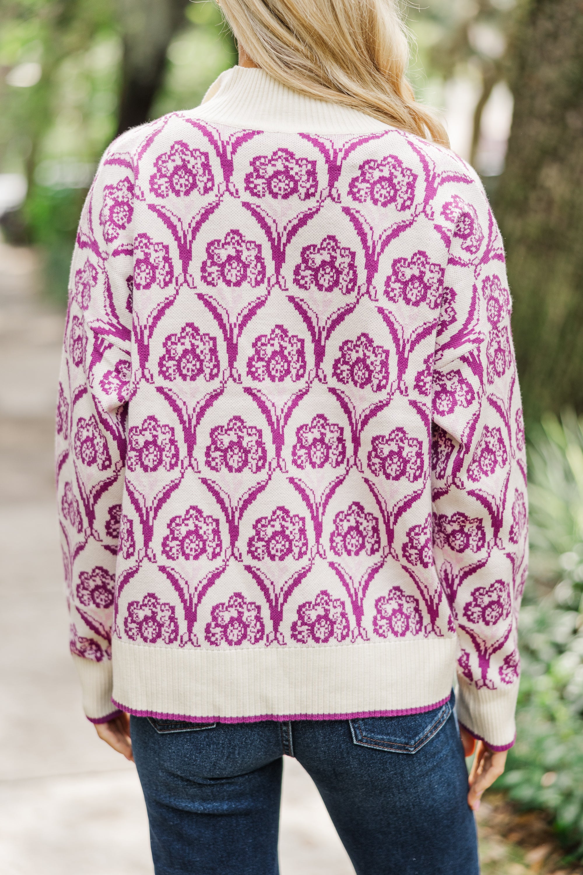 Irresistible Magenta Printed Pullover Sweater