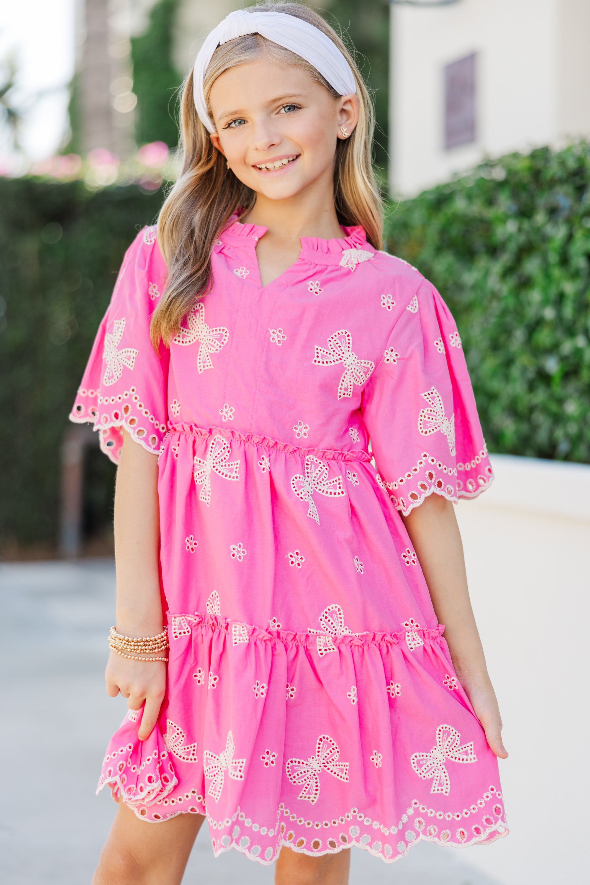 Girls' Stephanie Fuchsia Pink Eyelet Dress: A Fashion Must-Have!