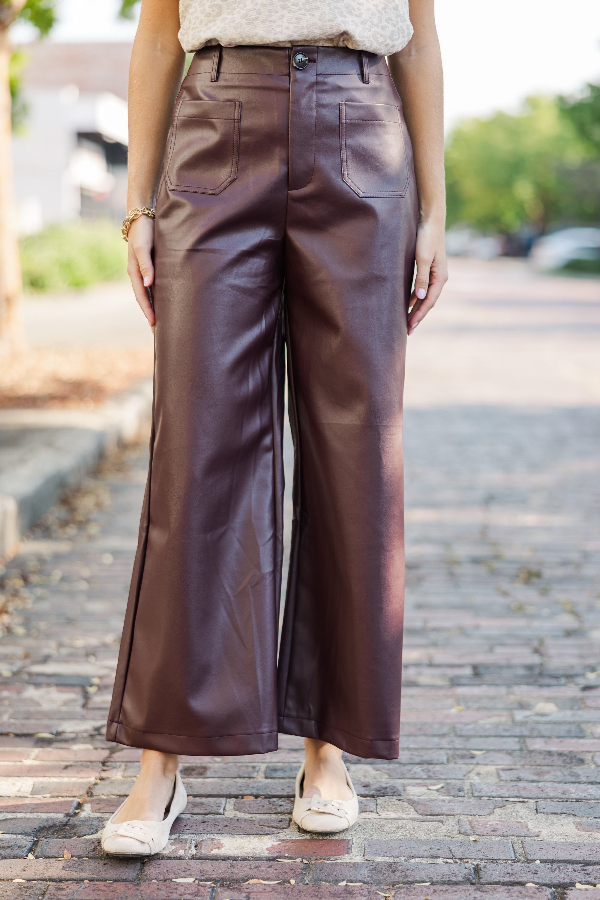 Chic Chocolate Brown Faux Leather Focus Boosting Pants