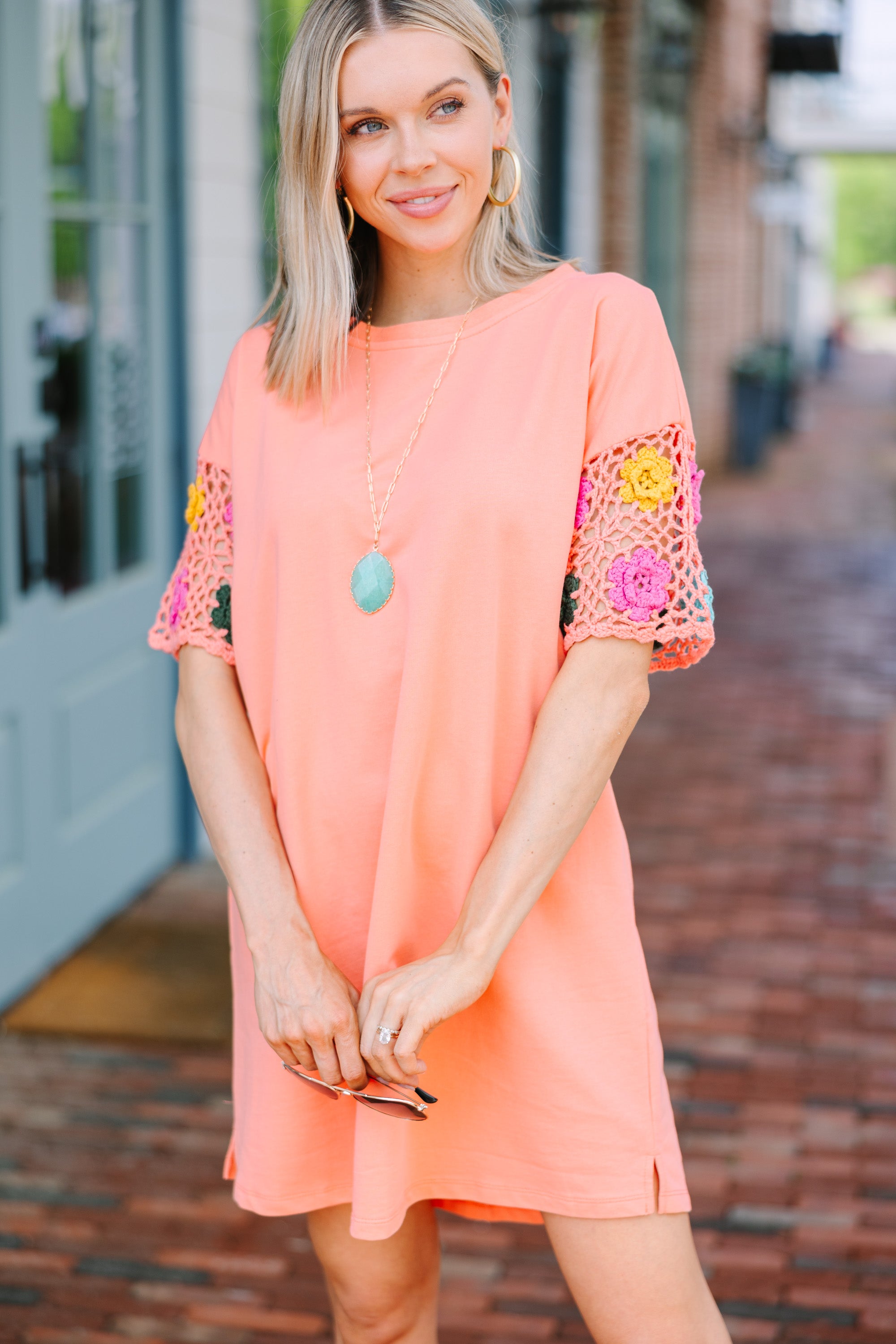Enchanting Dreamy Cantaloupe Orange Crochet Summer Dress