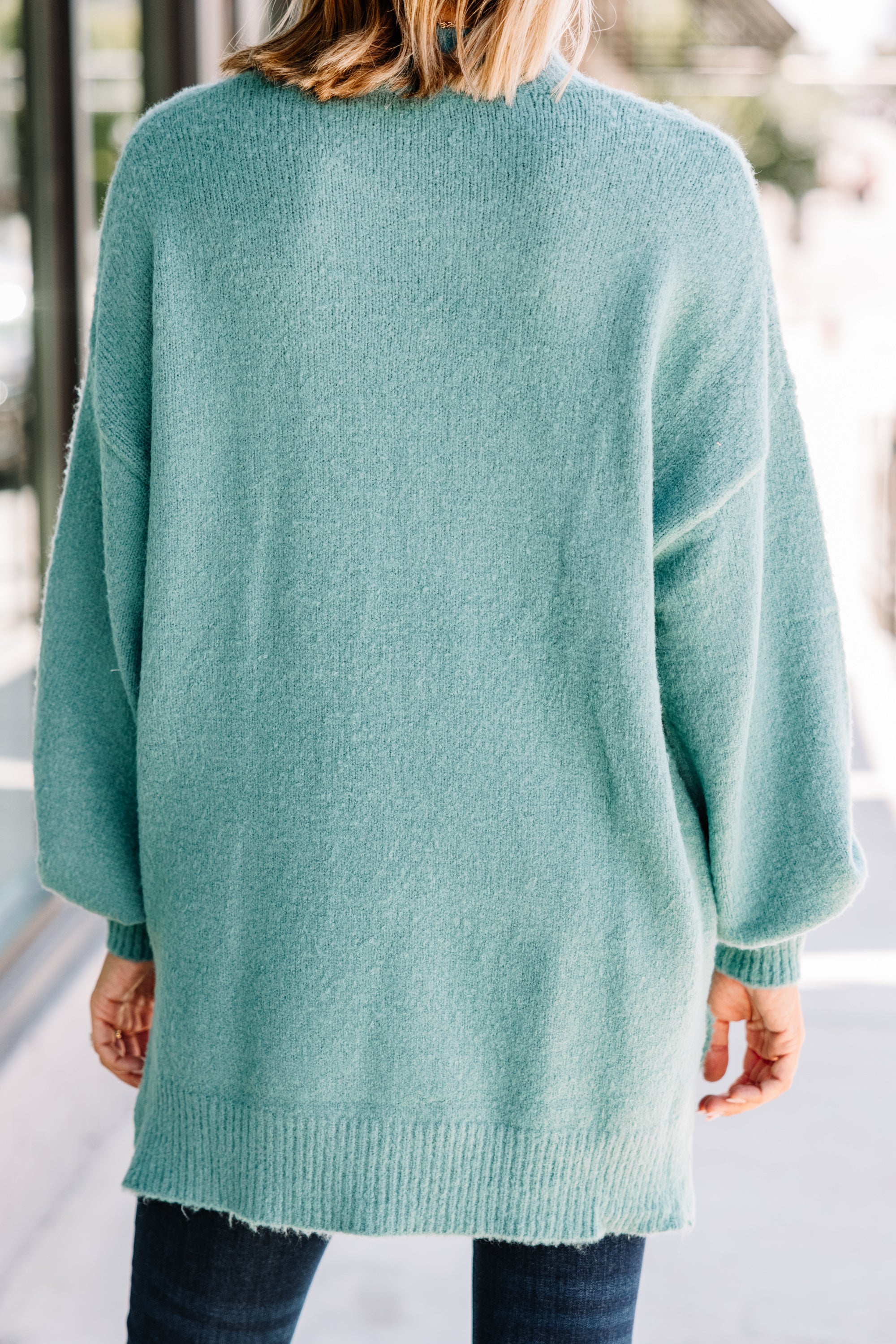 Gorgeous Sage Green Bubble Sleeve Sweater - A Must - Have!