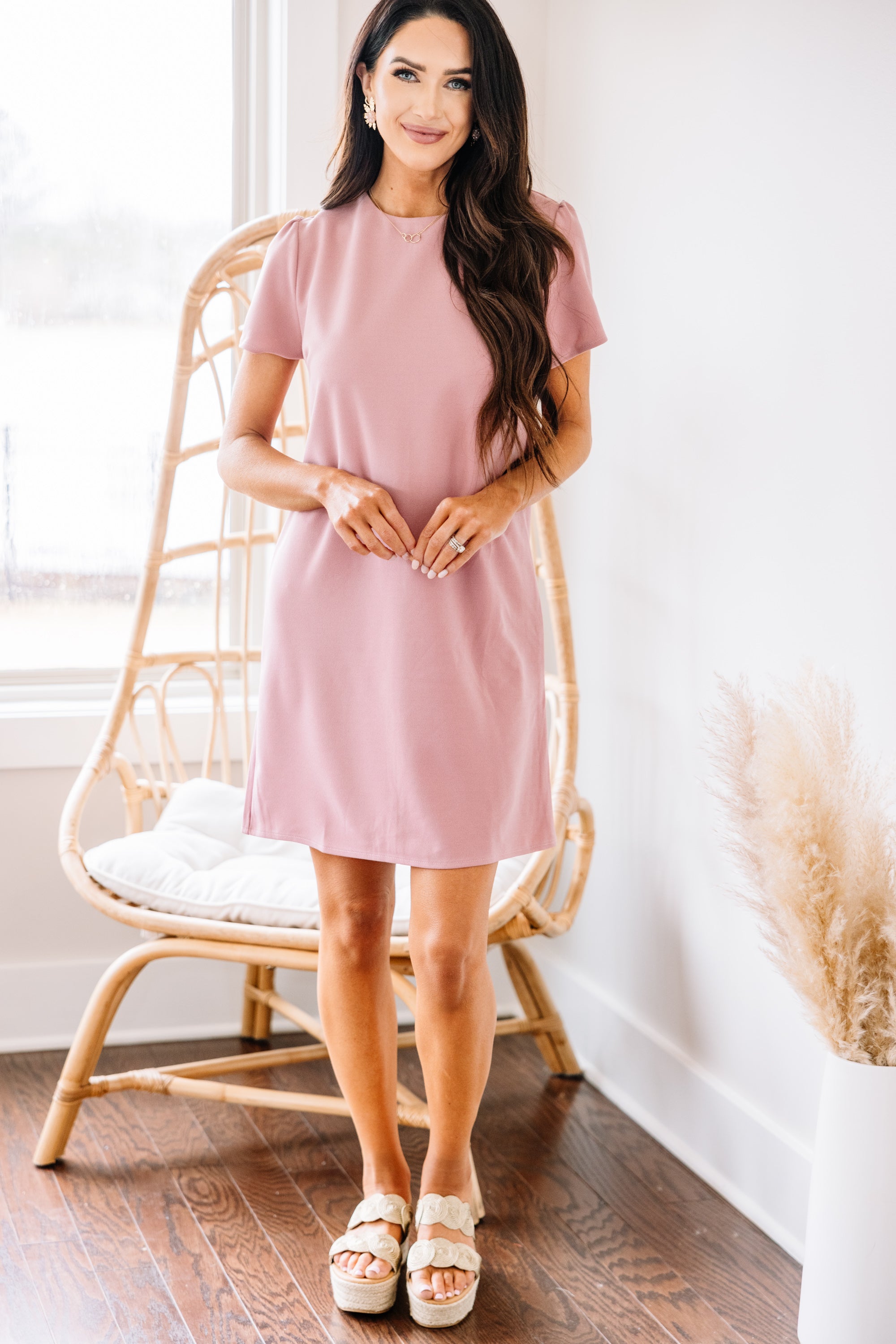 Enchanting Blush Pink Shift Dress from the Heart