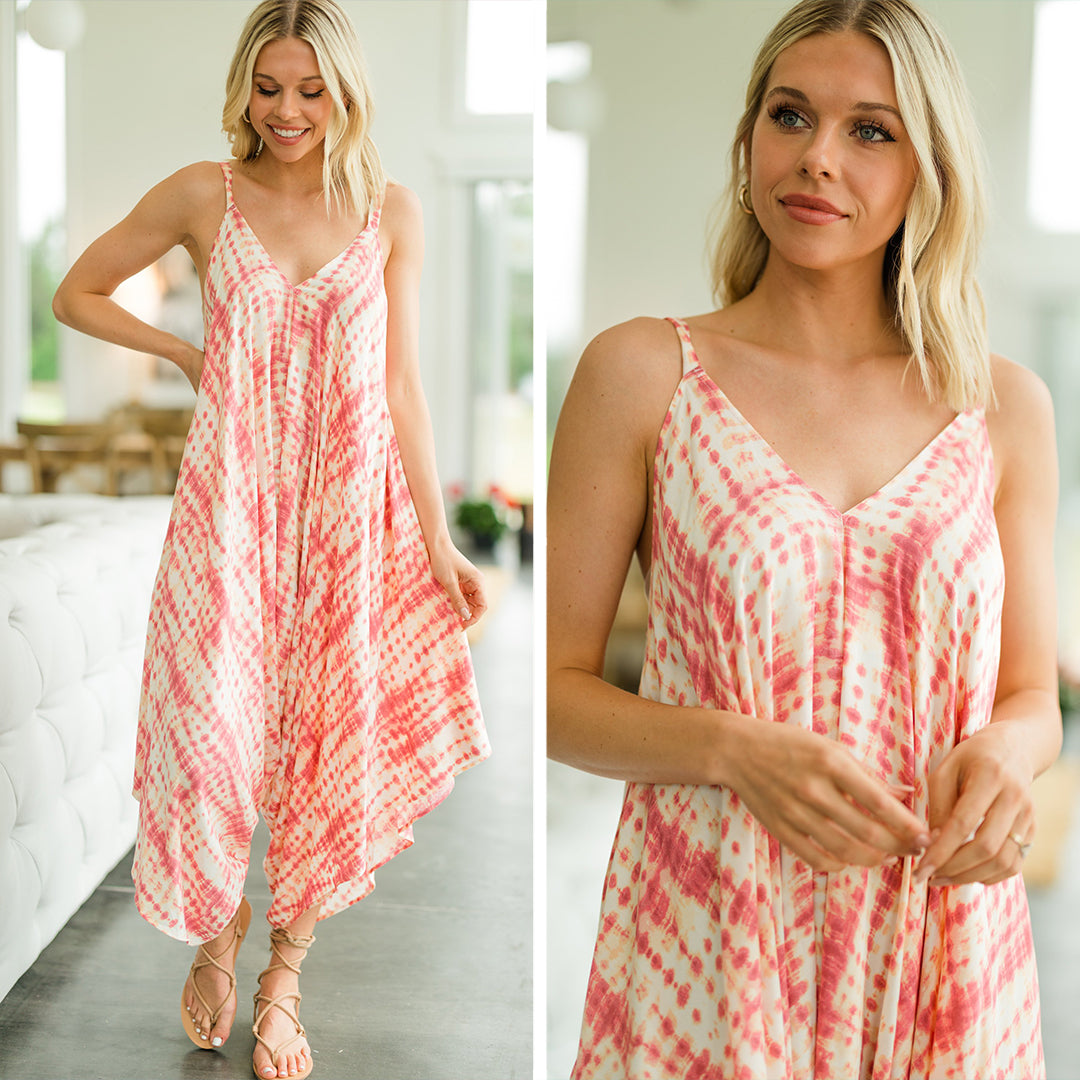 Stunning Coral Orange Tie Dye Jumpsuit - Find Your Style Now!