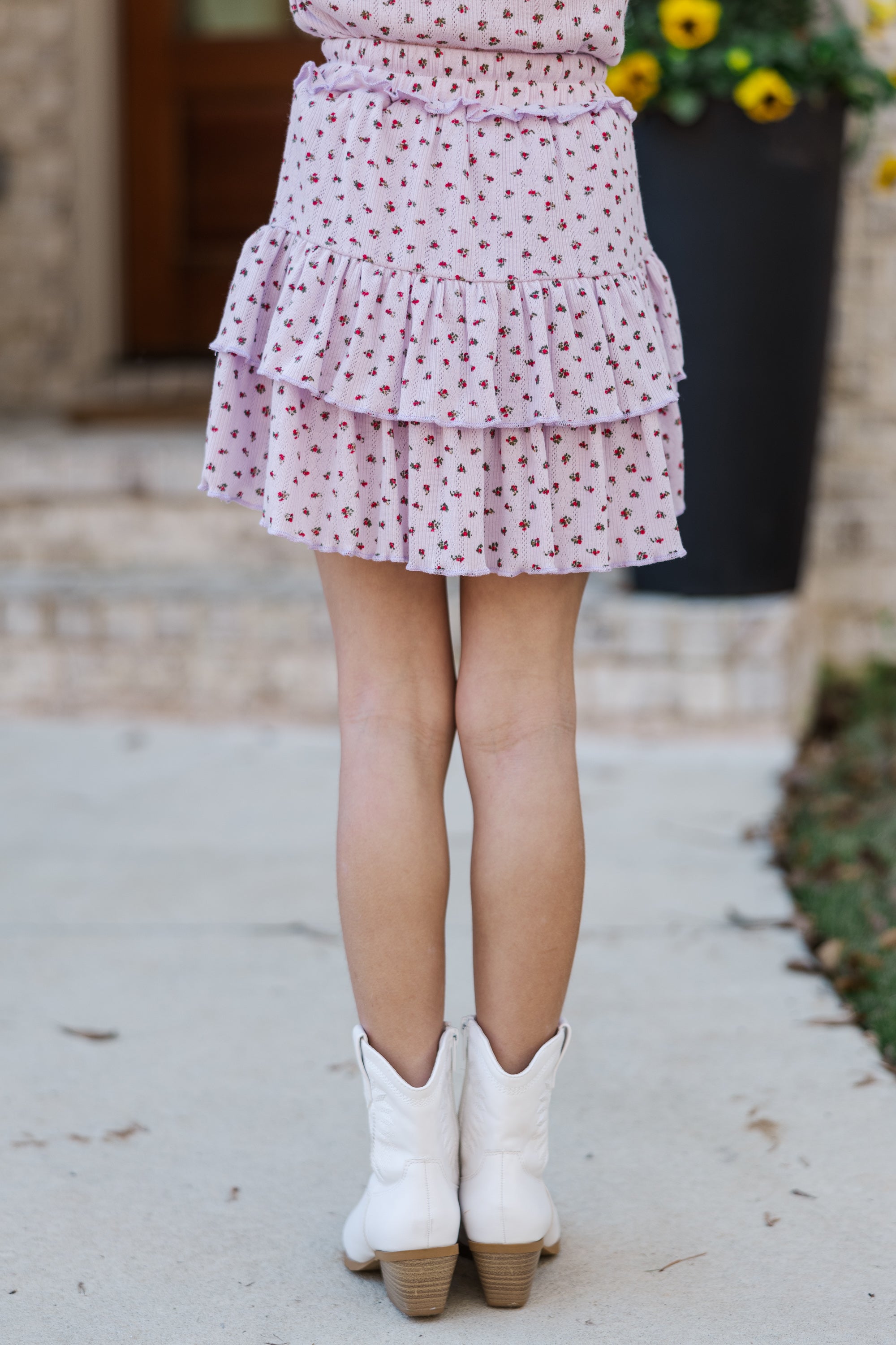 Girls' Lavender Purple Ditsy Floral Skort: Take the Fashion Leap!