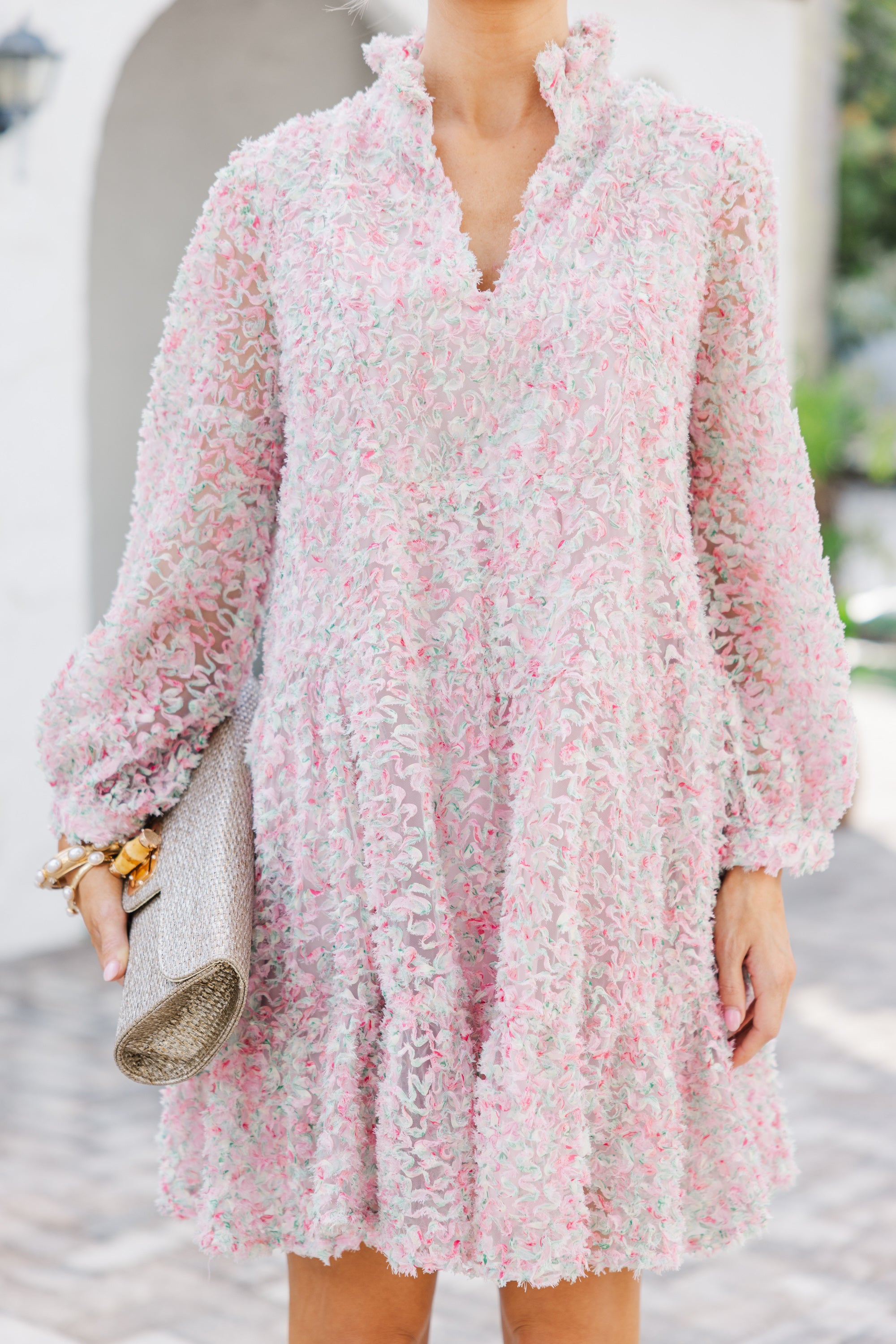 Enchanting Pink Floral Tulle Babydoll Dress - Always On My Mind